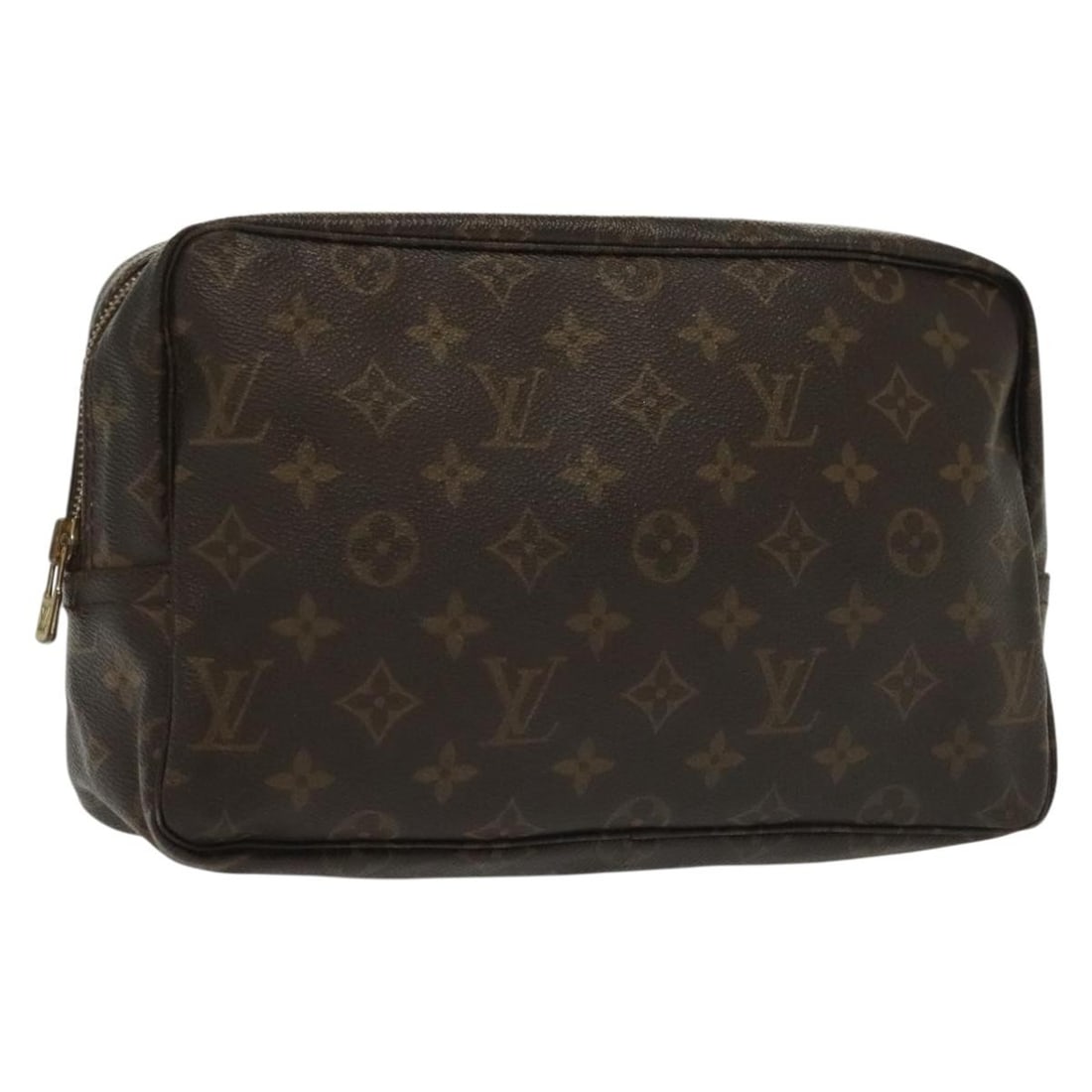 Trousse Toilette Brown Pouch by Louis Vuitton for Women: Trousse Toilette Brown Pouch by Louis Vuitton for Women This Louis Vuitton Trousse Toilette is a brown clutch and pouch designed for women. The exterior shows minor loss of shape, slight rubbing, and