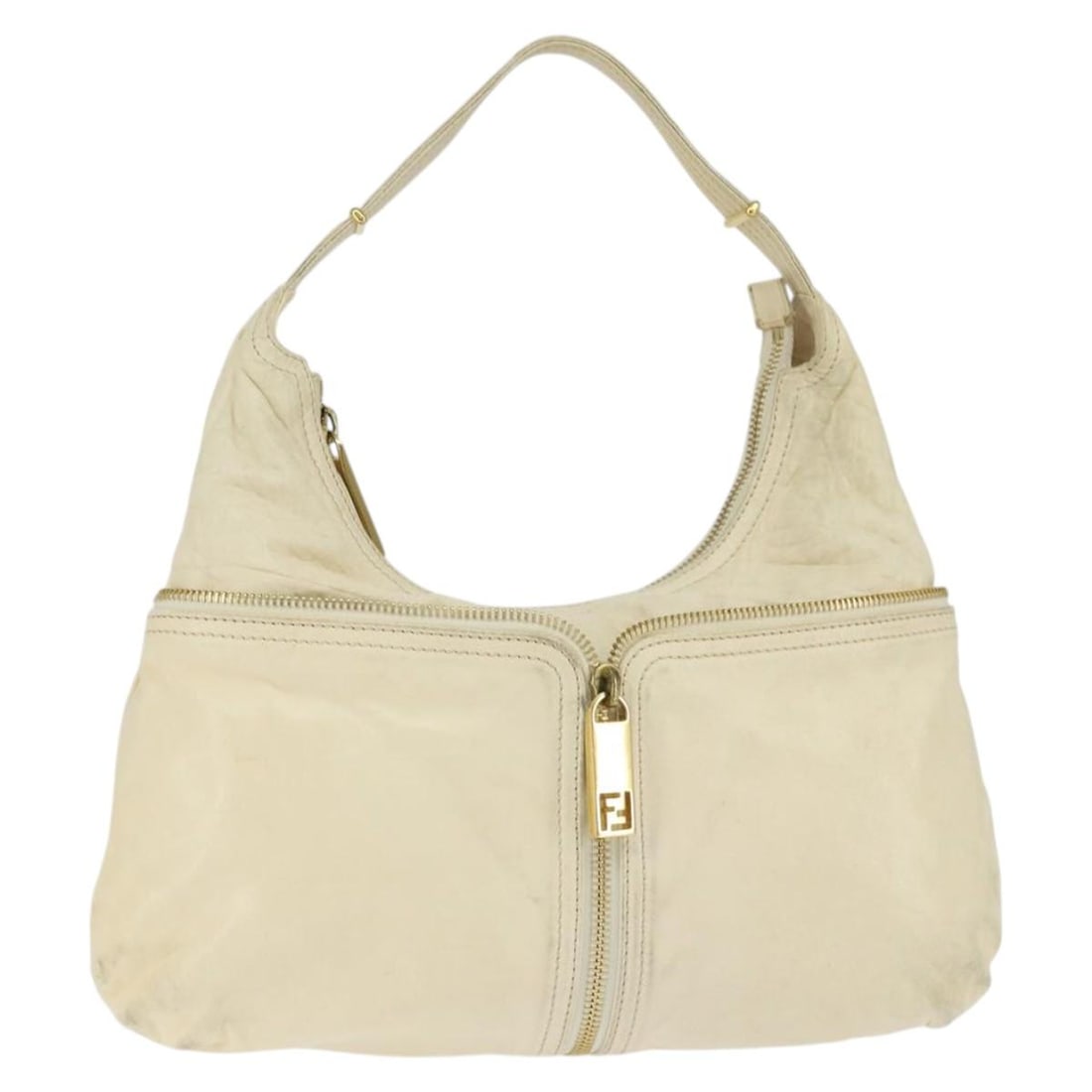 Fendi Beige Zip Shoulder Bag Pre-Owned Hobo Style (1 of 1)