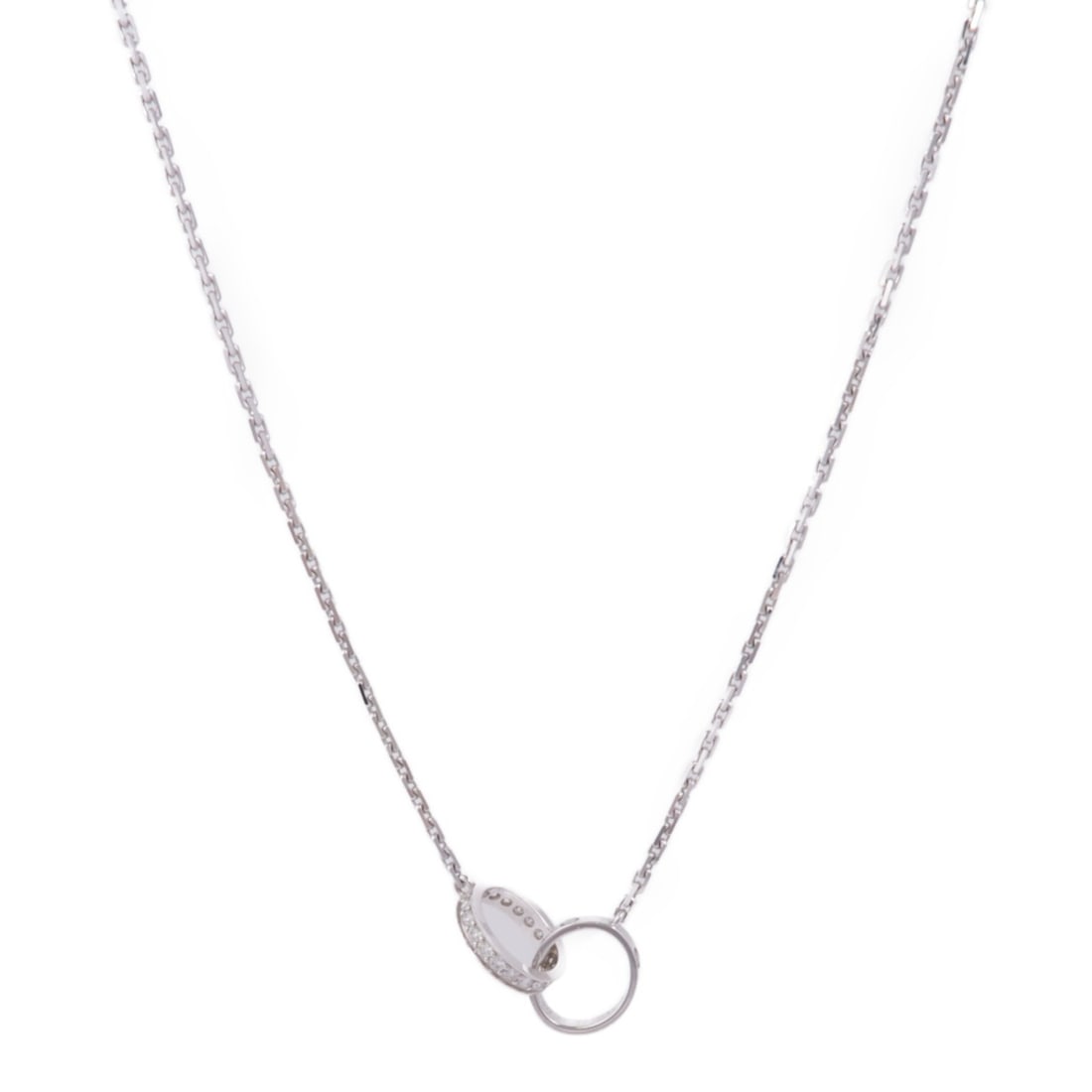 CARTIER Love Necklace Semi Paved Diamonds in 18K White Gold (1 of 9)