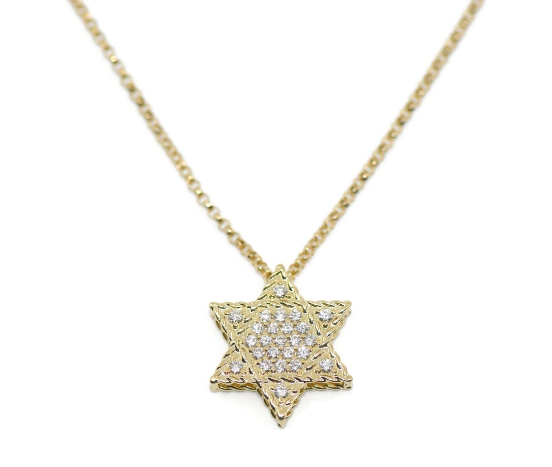Roberto Coin Diamond Star David 18K Yellow Gold Pendant Necklace (1 of 3)