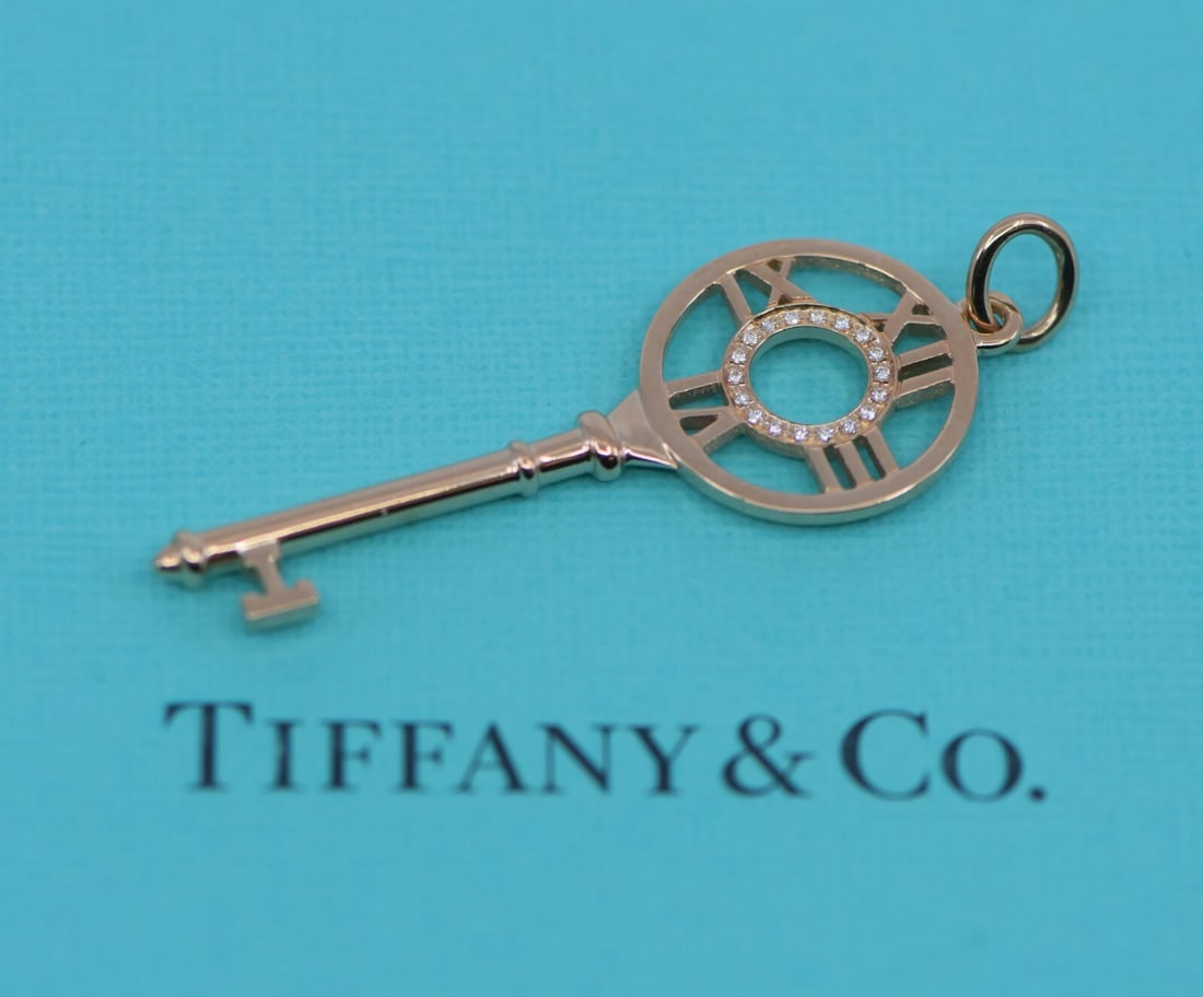 Tiffany & Co Diamond Key Pendant in 18K Rose Gold with Pouch (1 of 3)