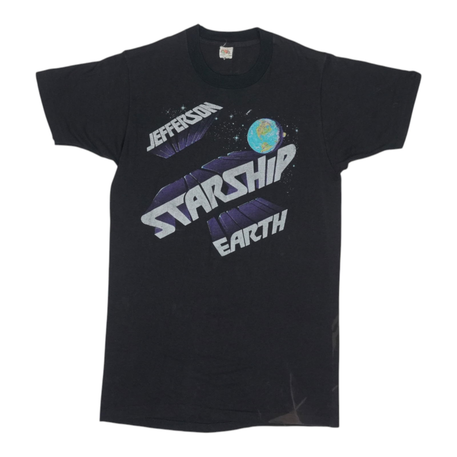 Vintage 1978 Jefferson Starship Earth Shirt Black Cotton: Vintage 1978 Jefferson Starship Earth Shirt Black Cotton Discover a true piece of music history with this original vintage 1978 Jefferson Starship Earth Shirt. This shirt showcases the iconic branding