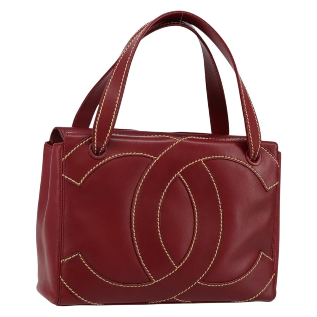 CHANEL Red Gold Leather Hand Bag Auth 139910V Made in Italy (1 of 18)