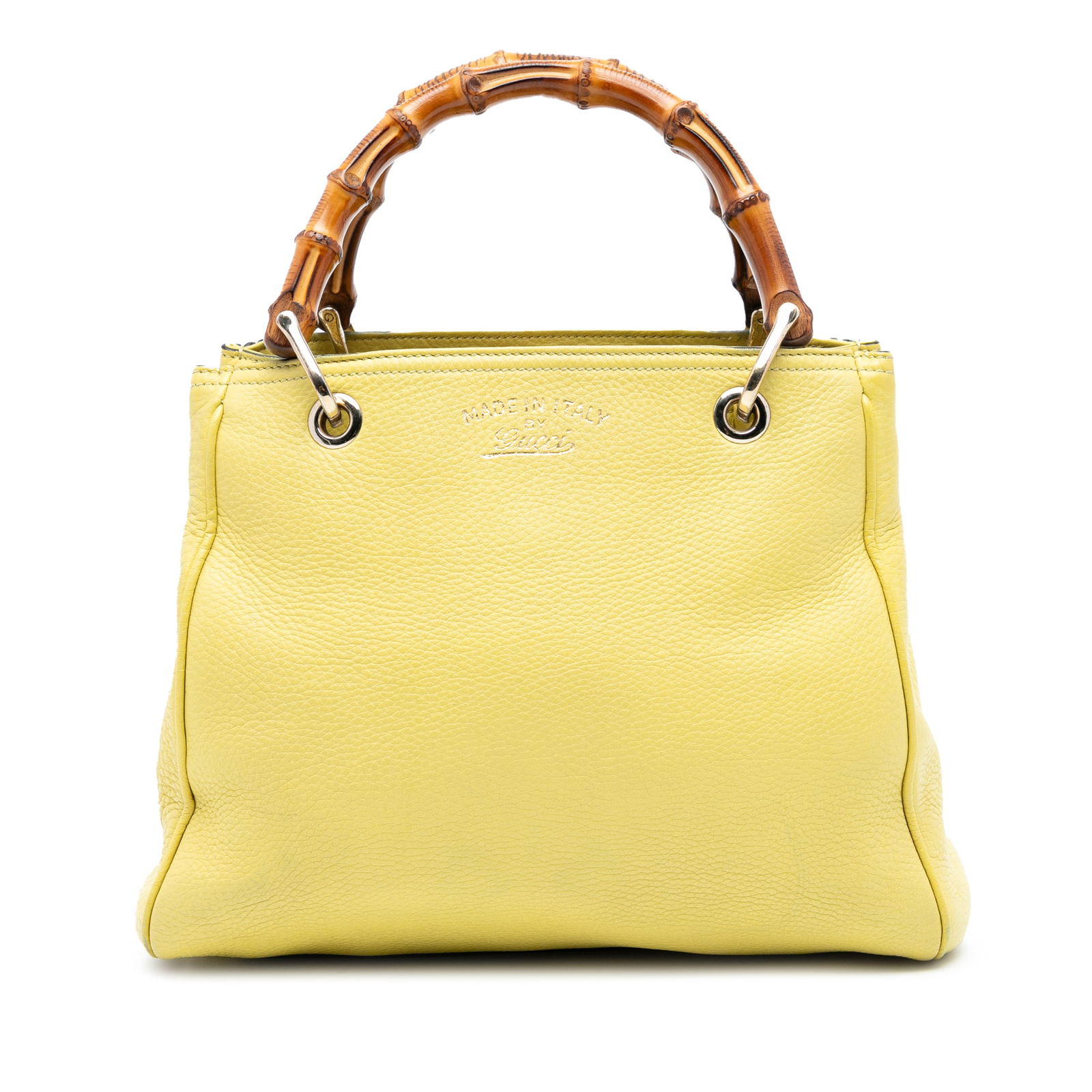Gucci Bamboo Shopper Yellow Leather Small Satchel with Detachable Strap (1 of 7)