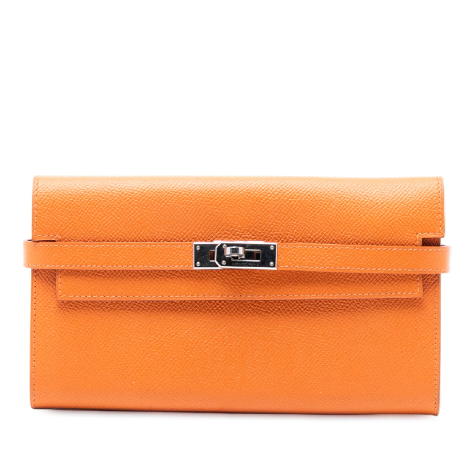 Hermes Orange Epsom Leather Kelly Trifold Long Wallet (1 of 6)