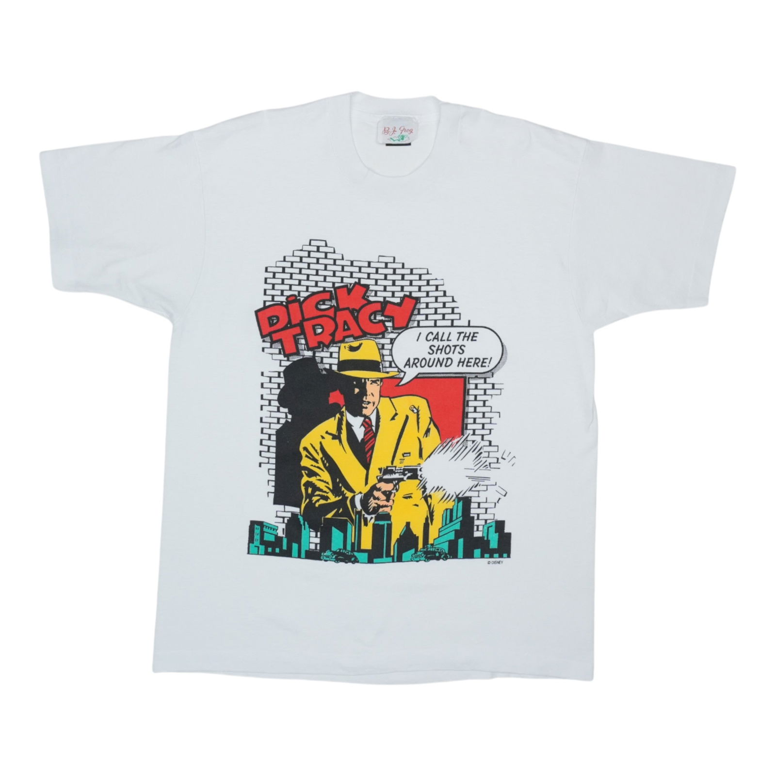 Vintage 1990 Disney Dick Tracy I Call The Shots Shirt: Vintage 1990 Disney Dick Tracy I Call The Shots Shirt Step back in time with this original vintage 1990 Disney Dick Tracy "I Call The Shots" shirt. A true collector's item, this shirt is not a modern