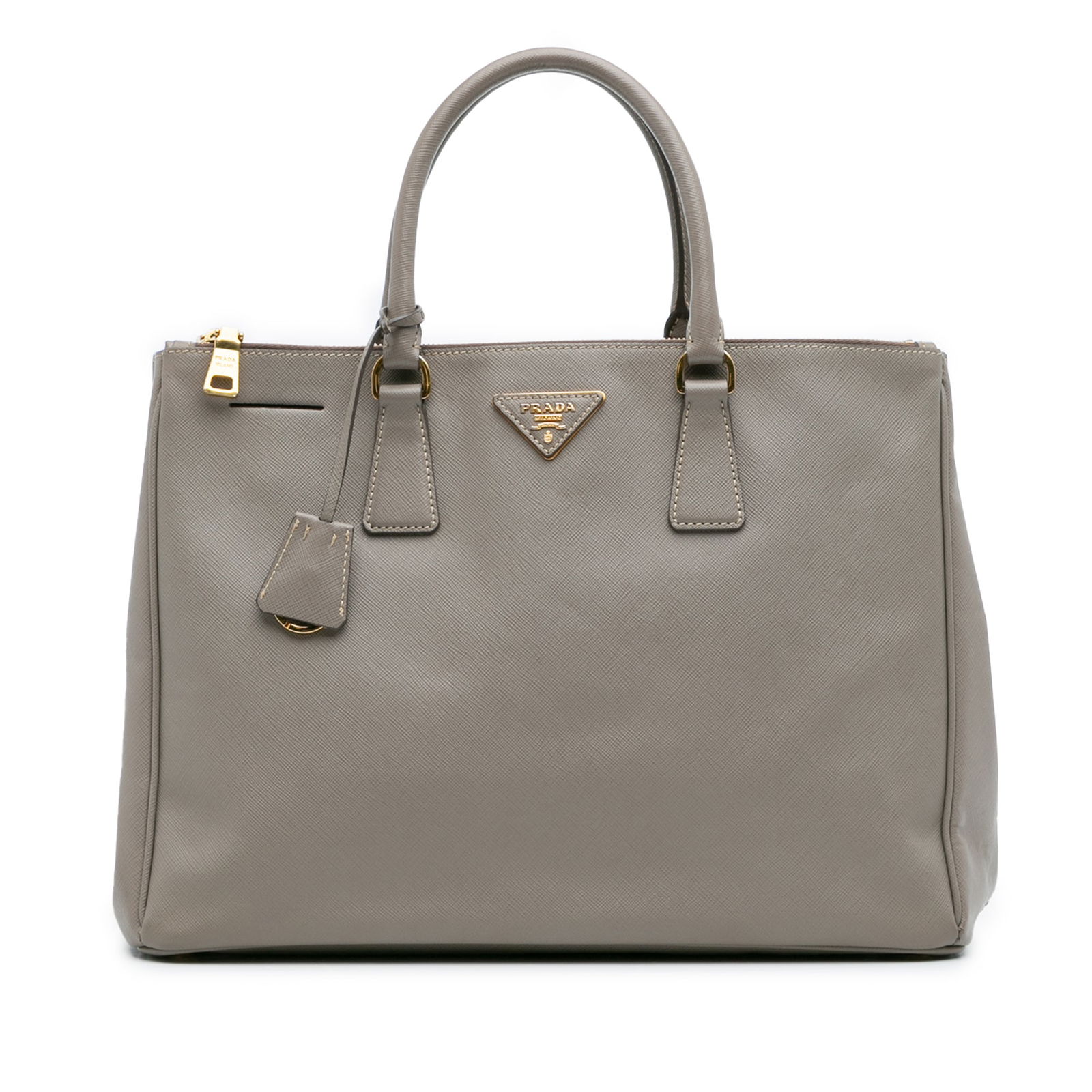 Prada Large Saffiano Lux Galleria Double Zip Satchel Gray Italy (1 of 12)