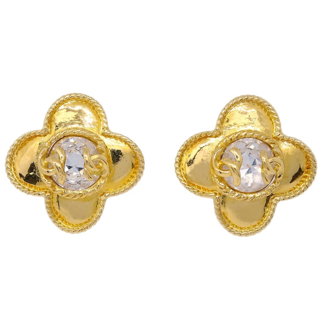 Chanel CC Gold-Plated Clip-On Earrings with Rhinestones 95A (1 of 4)