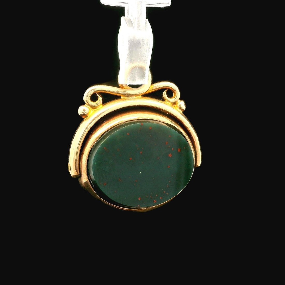 Antique Victorian 9k Yellow Gold Carnelian Bloodstone Fob Charm Pendant (1 of 10)