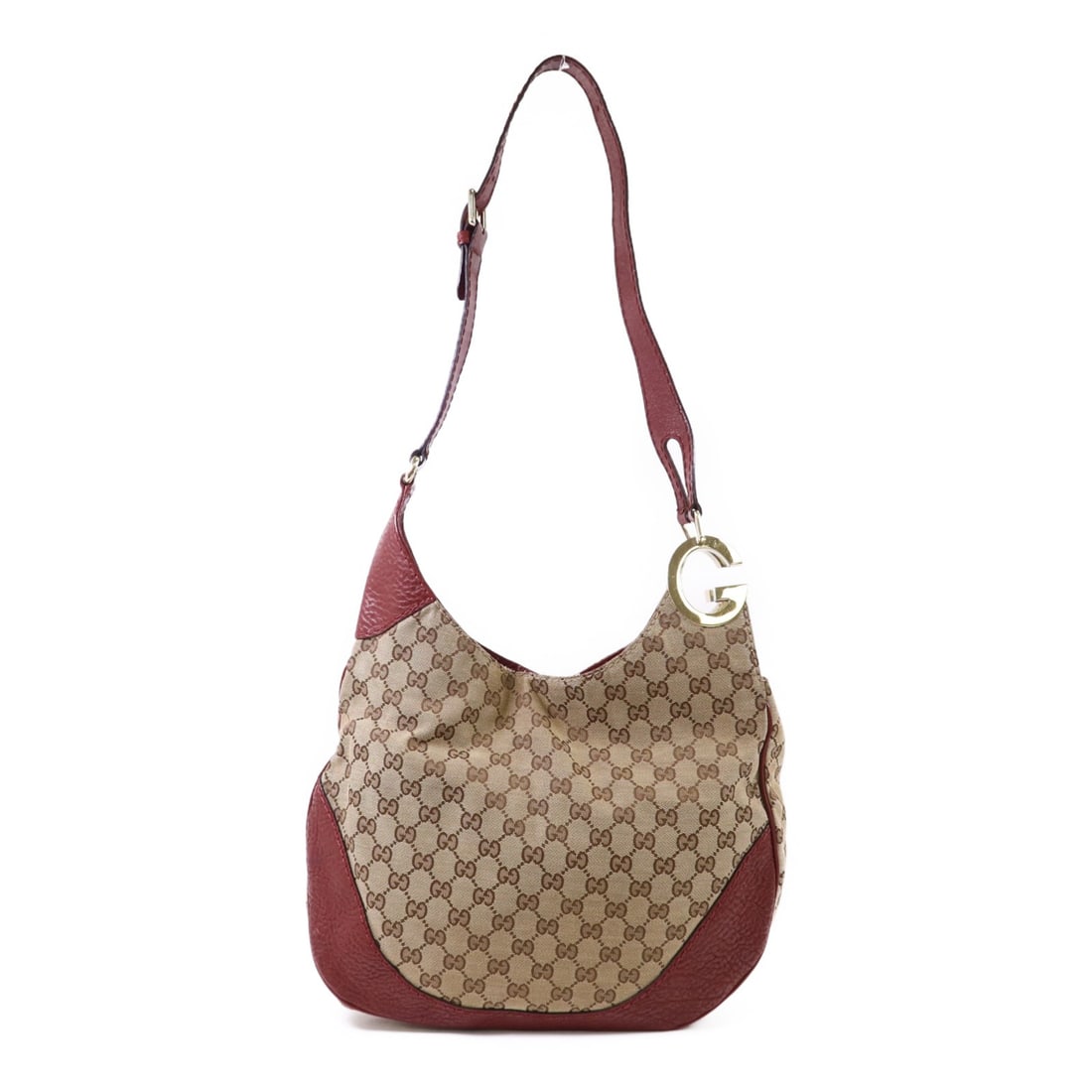 Beige and Red GG Canvas Gucci 203503 Shoulder Bag with Gold Tone Hardware: Beige and Red GG Canvas Gucci 203503 Shoulder Bag with Gold Tone Hardware This is a Gucci GG shoulder bag crafted from beige GG canvas with red accents. The bag features a classic design and gold-tone
