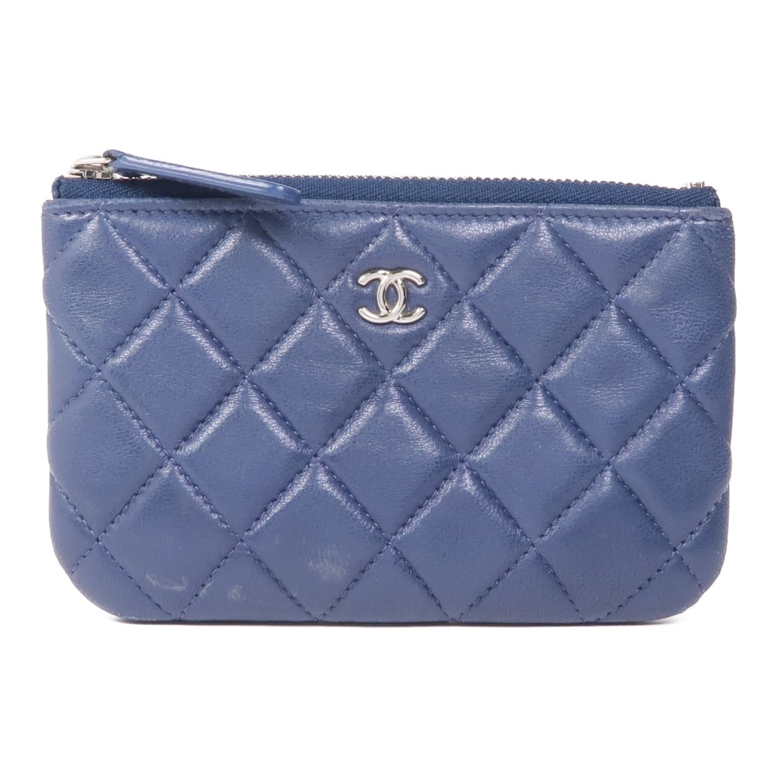 CHANEL Coin Purse Lambskin Leather Blue SHW France (1 of 18)