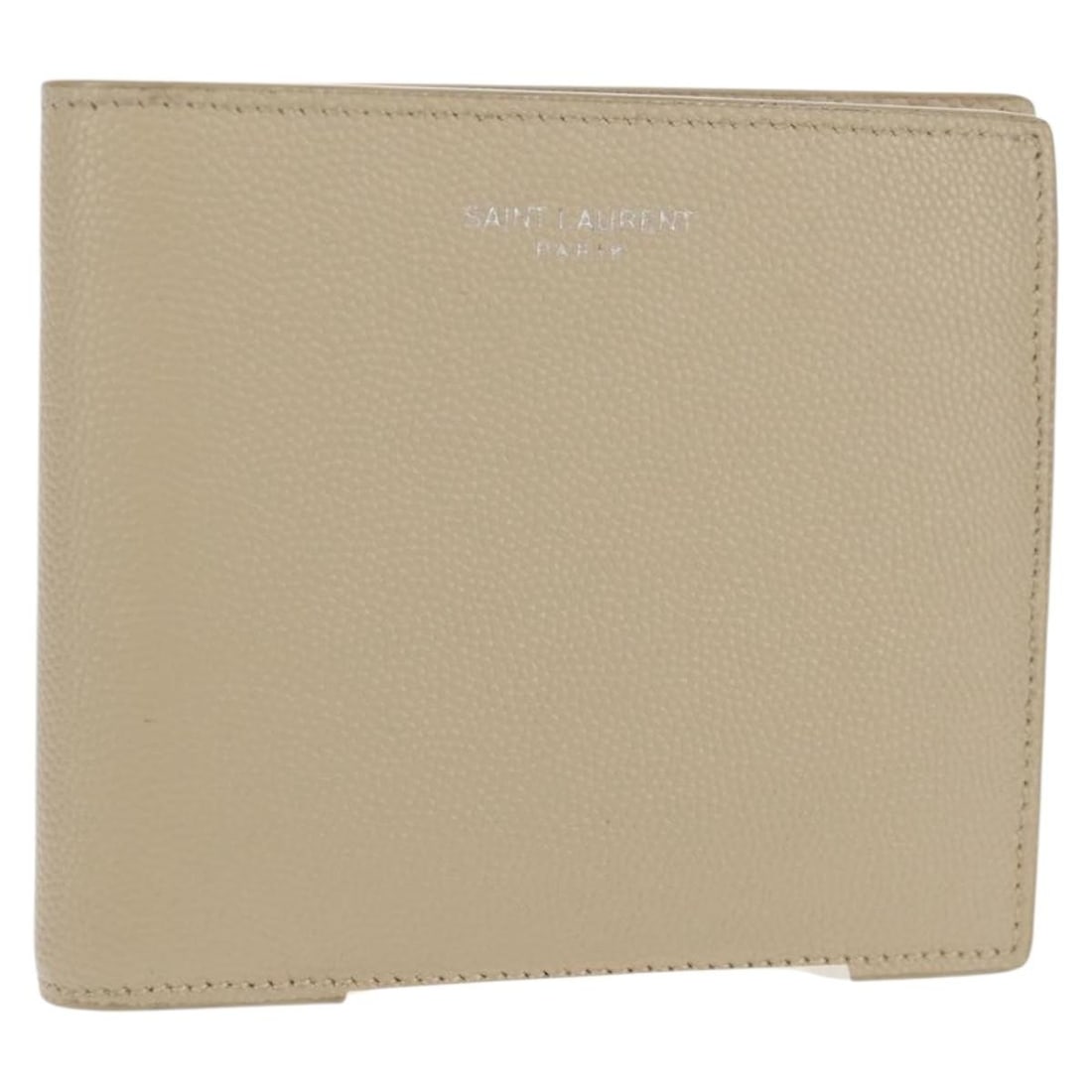 SAINT LAURENT Beige Leather Wallet Italy Auth AM9533M (1 of 18)