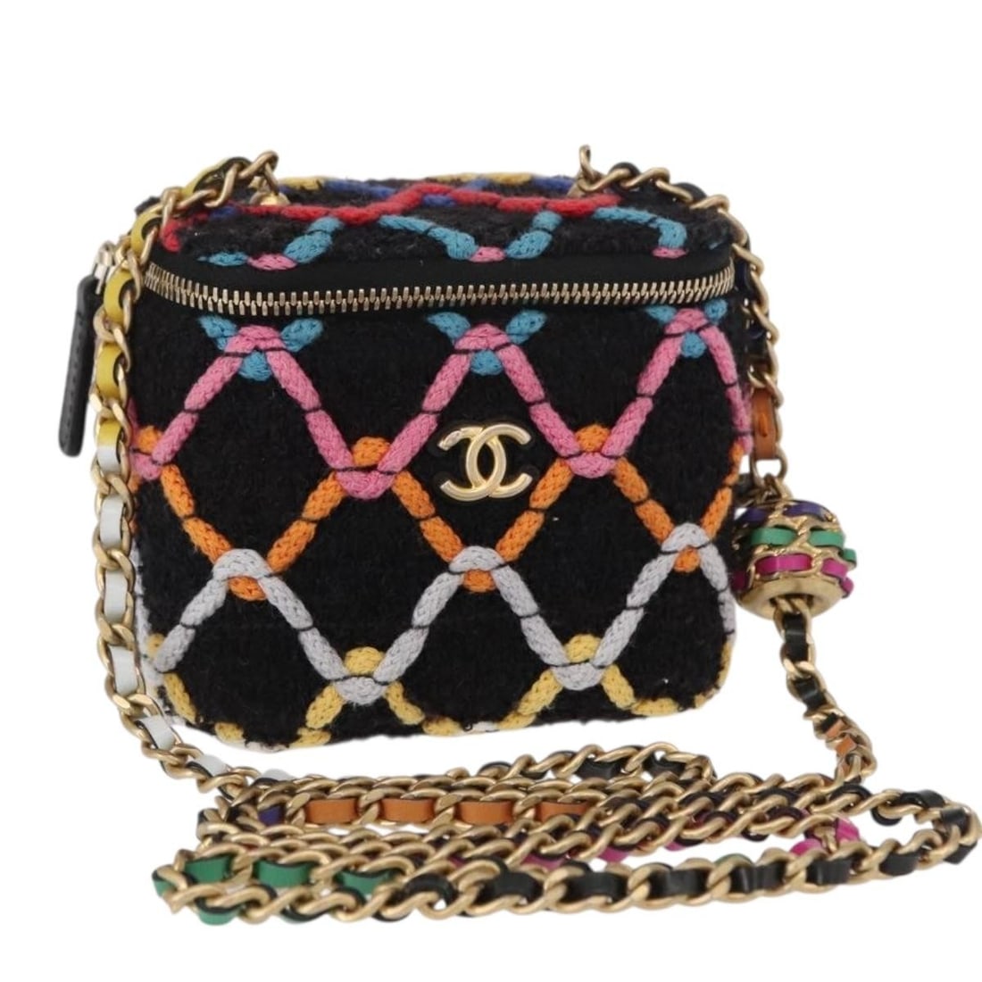 CHANEL Matelasse Multicolor Gold Chain Shoulder Bag Auth 156640SM (1 of 18)