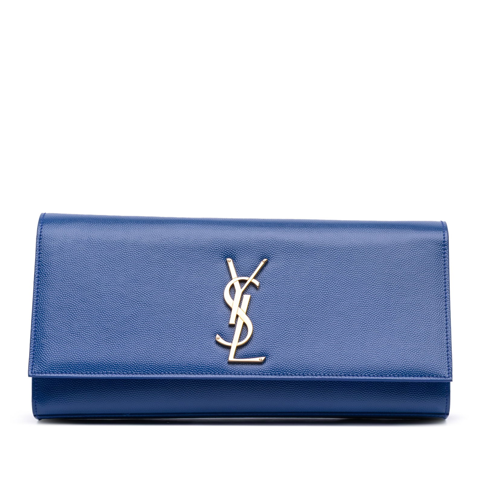 Saint Laurent Grain De Poudre Clutch Blue Leather Italy (1 of 10)