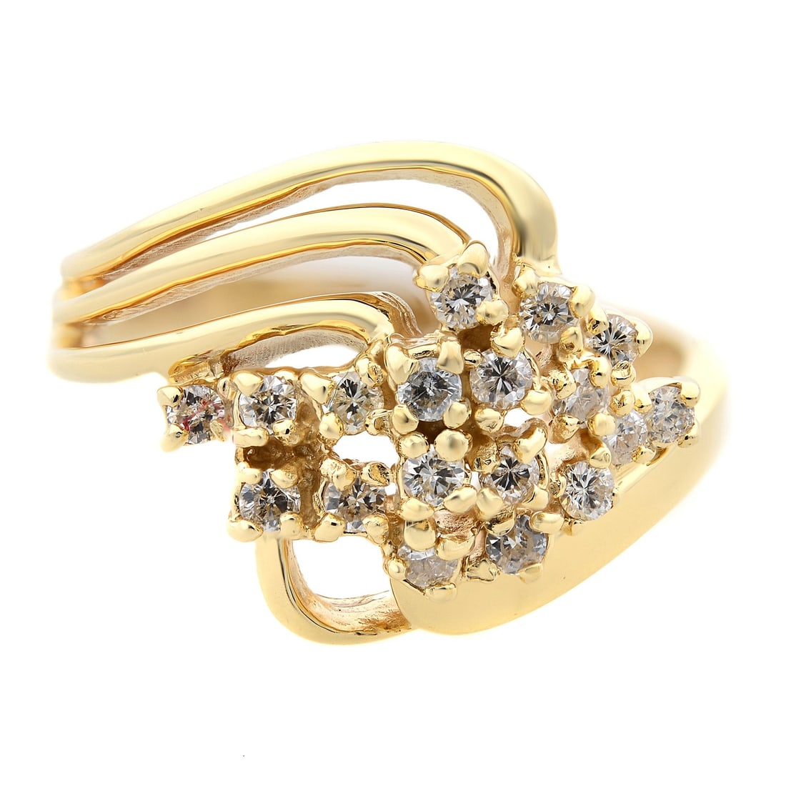 Rachel Koen 14K Yellow Gold Diamond Cocktail Ring 0.25cttw Size 4.75 (1 of 6)