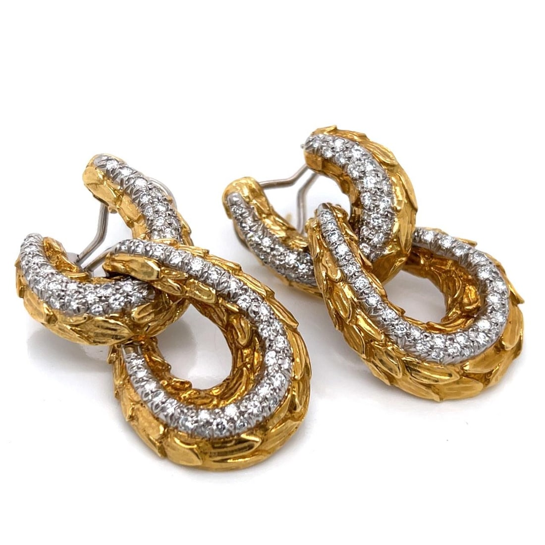 1970s 18K Yellow Gold Diamond Earrings 3.75 Ct VVS-VS (1 of 3)