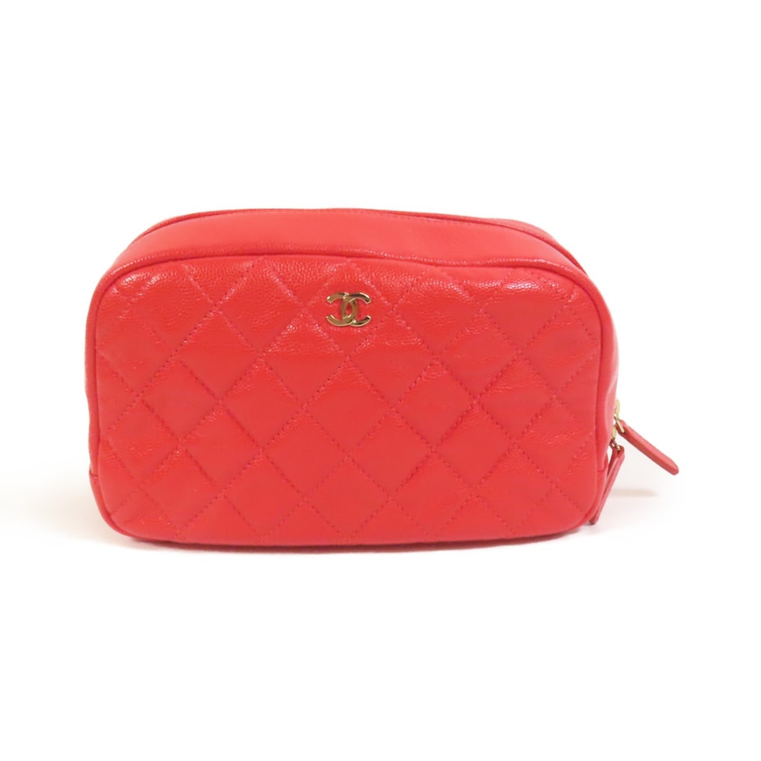 Red Calfskin Chanel CC Pouch with Gold Hardware (1 of 15)