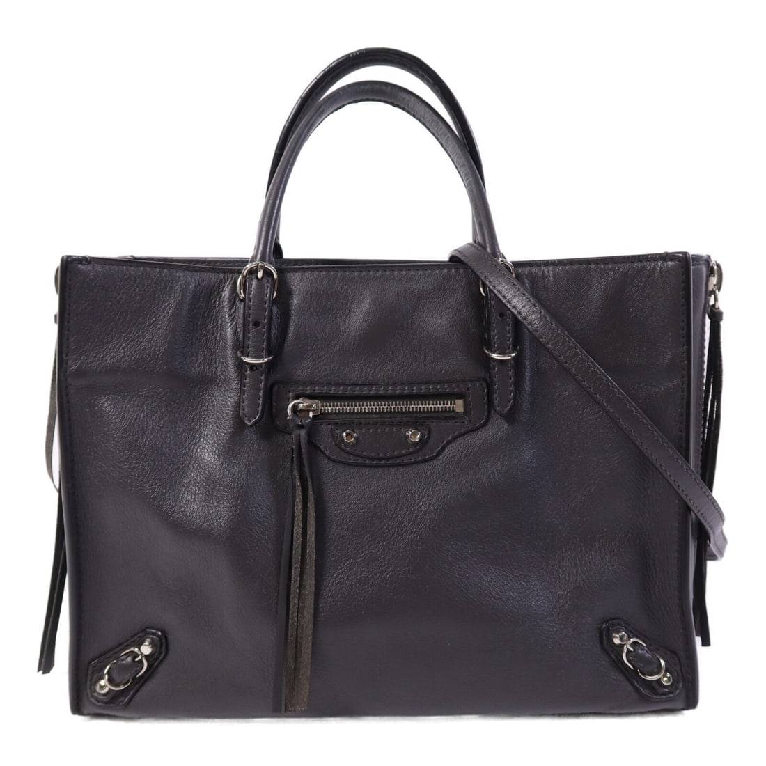 Balenciaga Dark Grey Calfskin 2 Way Shoulder Bag with Silver Hardware (1 of 16)