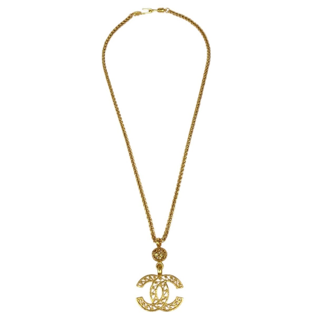 Chanel Gold Plated CC Charm Pendant Necklace 95A (1 of 4)