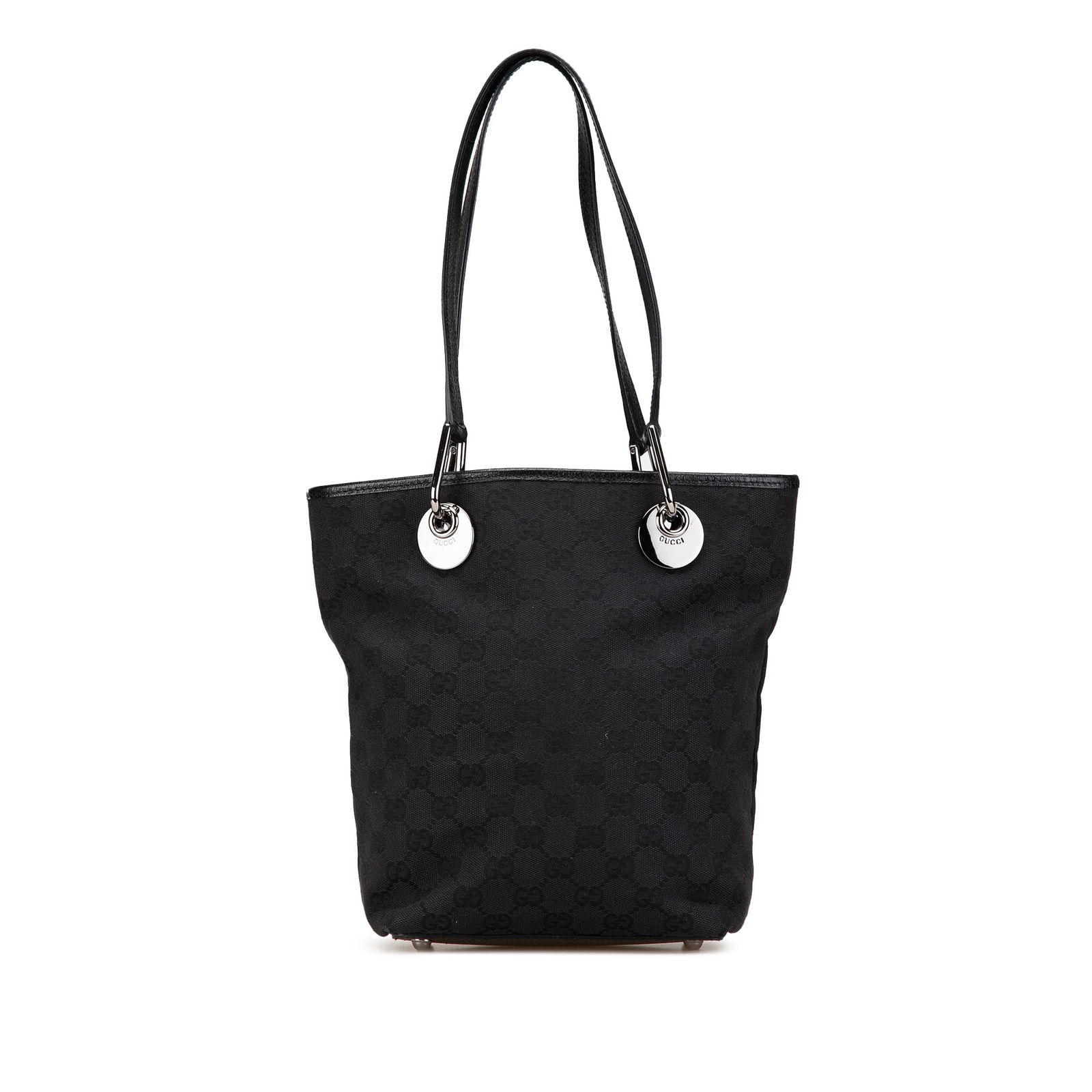 Gucci GG Canvas Eclipse Tote Black Fabric Bag: Gucci GG Canvas Eclipse Tote Black Fabric Bag Introducing the Gucci GG Canvas Eclipse Tote, a stylish and functional accessory crafted from durable canvas with elegant leather trim. This tote features