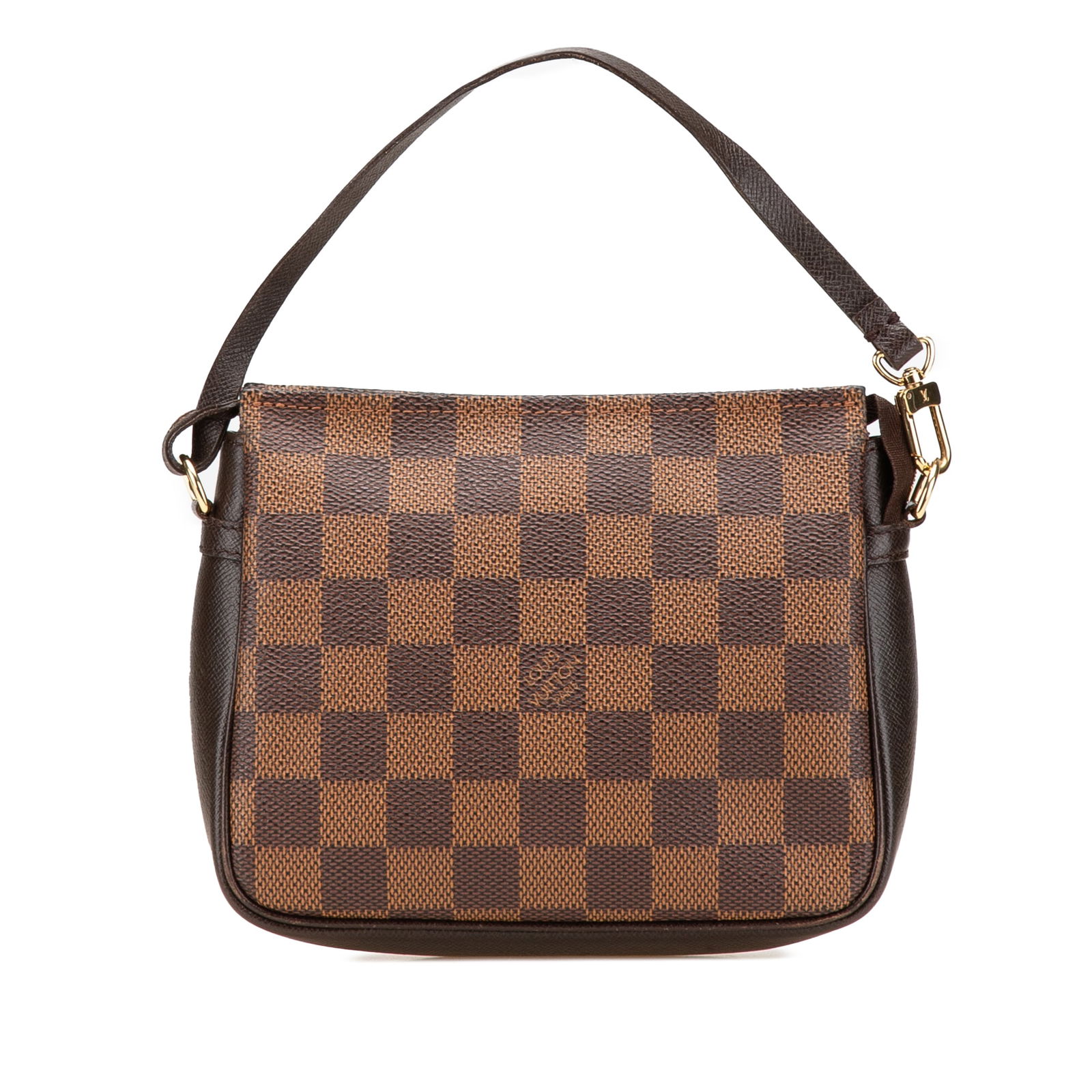 Louis Vuitton Damier Ebene Trousse Pochette Canvas Bag: Louis Vuitton Damier Ebene Trousse Pochette Canvas Bag The Louis Vuitton Damier Ebene Trousse Pochette is a stylish and practical accessory crafted from durable damier ebene canvas with leather trim.