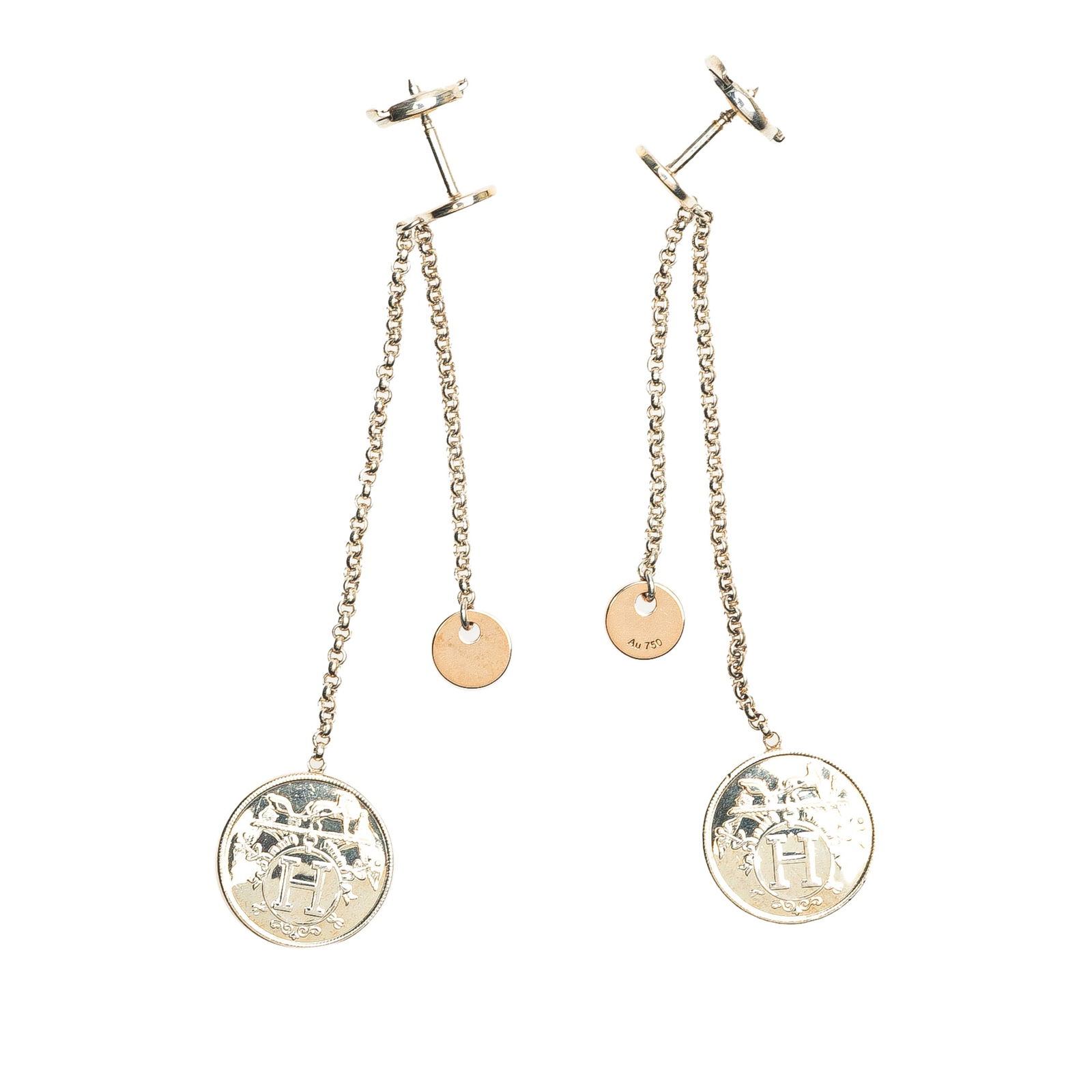 Hermes Ex Libris Swing Earrings in Sterling Silver and 18K Rose Gold: Hermes Ex Libris Swing Earrings in Sterling Silver and 18K Rose Gold Elevate your jewelry collection with these exquisite Hermes Ex Libris Swing Earrings, crafted from a beautiful combination of sterl