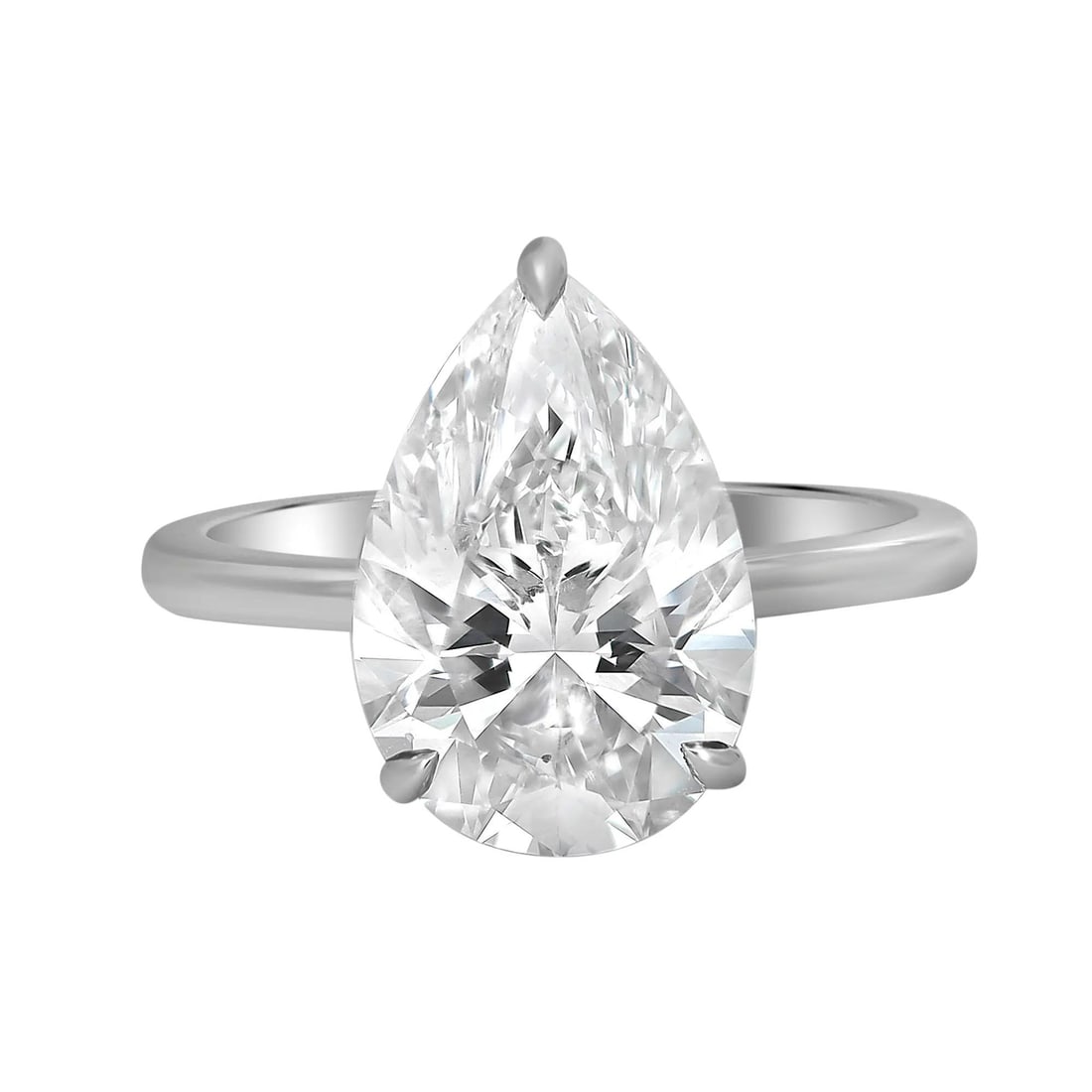 Rachel Koen Pear Shape Lab Grown Diamond Engagement Ring 4.01Ctw IGI Certified (1 of 5)