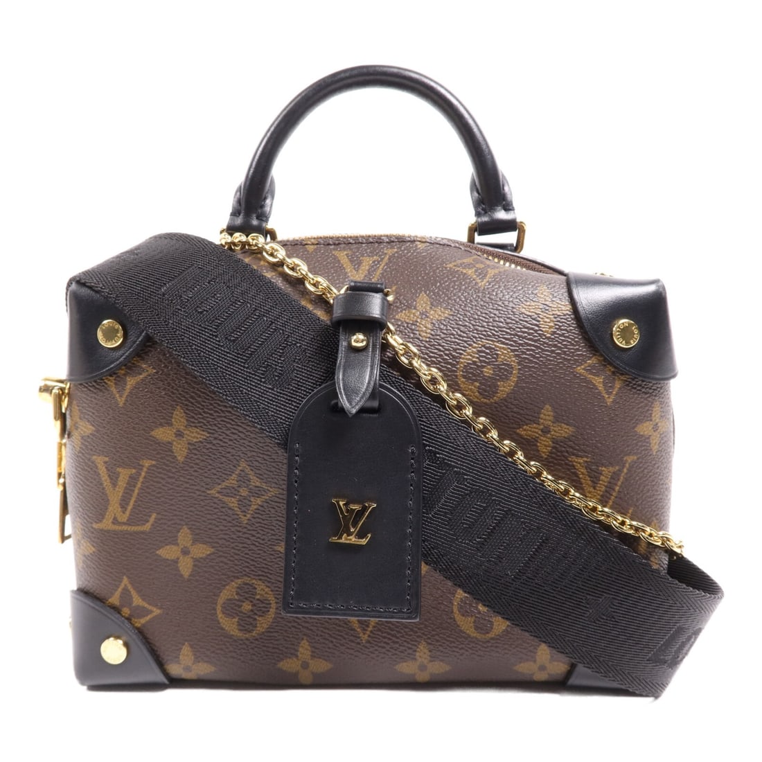 LOUIS VUITTON Petite Malle Souple 2 Way Shoulder Bag M45571 Monogram Brown: LOUIS VUITTON Petite Malle Souple 2 Way Shoulder Bag M45571 Monogram Brown This Louis Vuitton Petite Malle Souple 2 Way Shoulder Bag is a stylish accessory crafted from high-quality PVC coated canvas