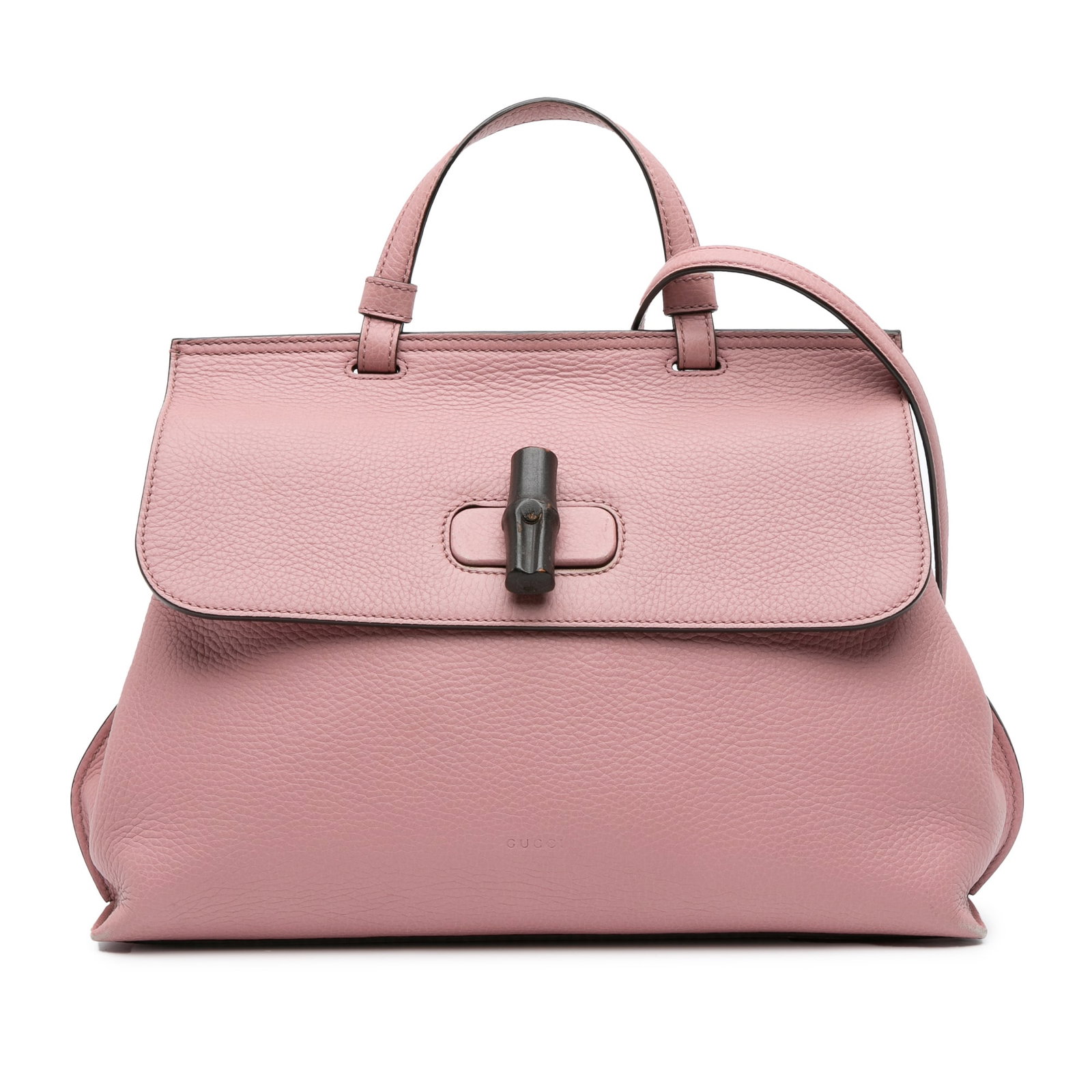 Gucci Medium Leather Bamboo Daily Satchel Pink Italy (1 of 9)