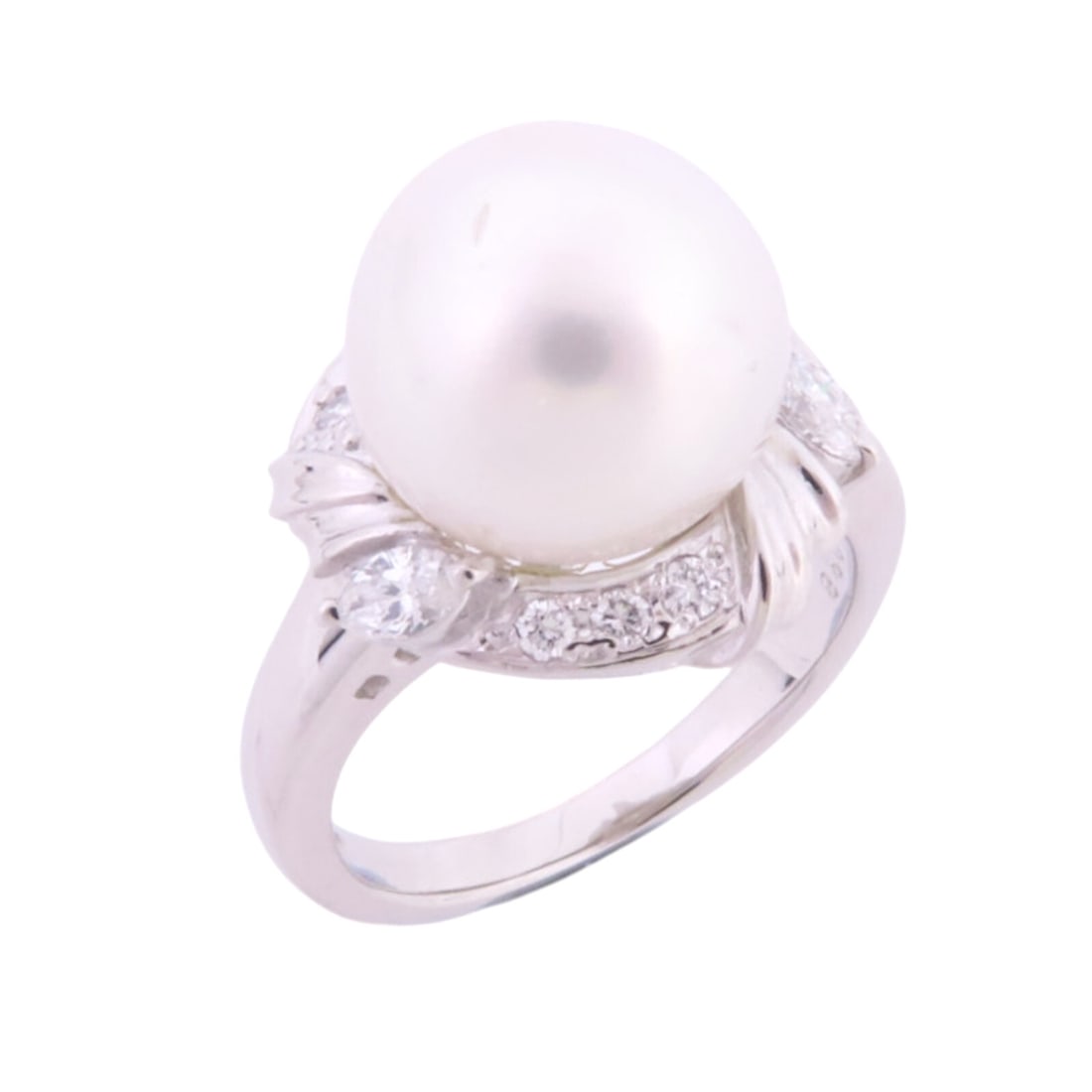 JEWELRY Pearl Diamond Ring in Pt900 Platinum US#6 (1 of 8)
