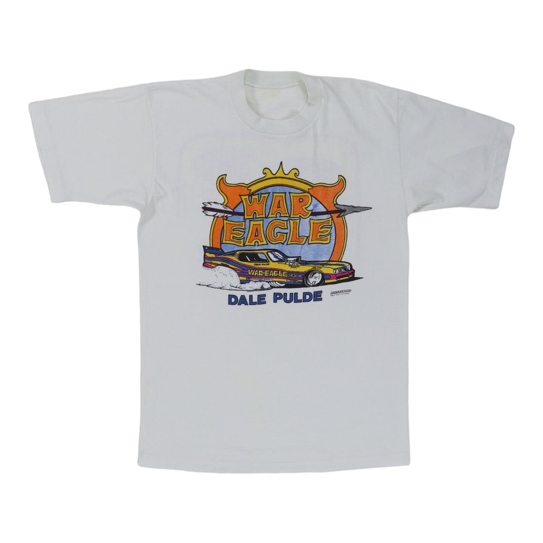 Vintage 1970s Dale Pulde War Eagle Racing Shirt White: Vintage 1970s Dale Pulde War Eagle Racing Shirt White Discover a piece of racing history with this original vintage 1970s Dale Pulde War Eagle shirt from the Orange County International Raceway. This