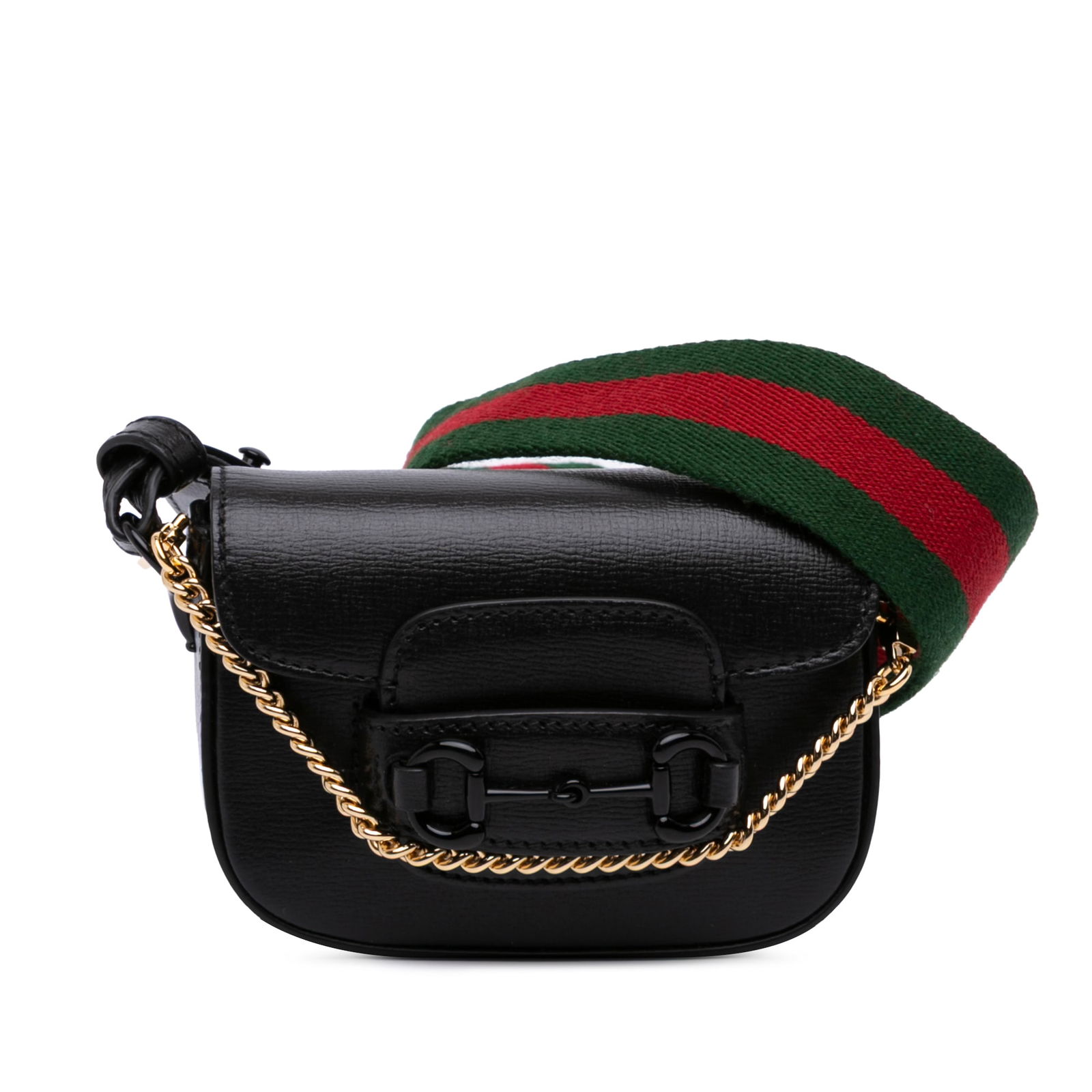 Gucci Mini Leather Horsebit 1955 Web Satchel Black Italy (1 of 12)