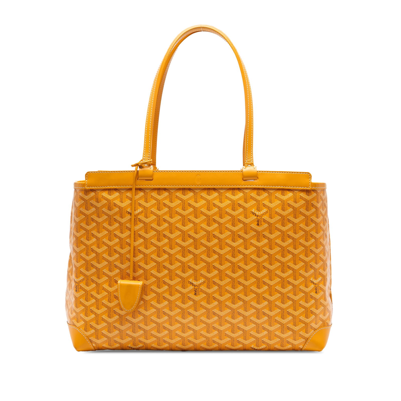Goyard Bellechasse PM Yellow Coated Canvas Handbag: Goyard Bellechasse PM Yellow Coated Canvas Handbag Introducing the Goyardine Bellechasse PM, a stylish and sophisticated bag perfect for everyday use. This exquisite piece features a durable coated ca