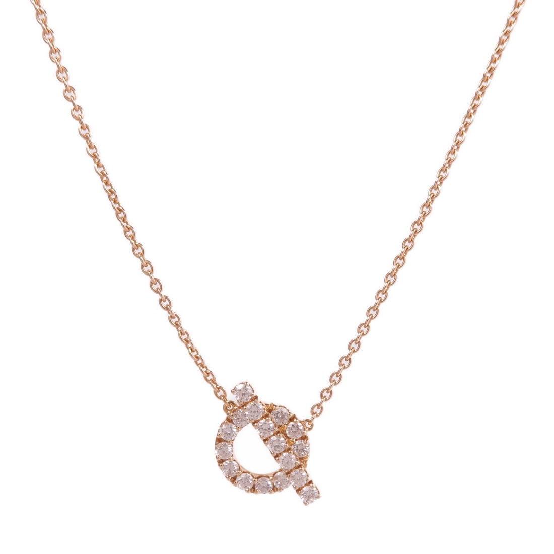HERMES Finesse Necklace 18K Rose Gold Diamond: HERMES Finesse Necklace 18K Rose Gold Diamond Elevate your jewelry collection with the exquisite HERMES Finesse Pendant Necklace, crafted in authentic 18K pink gold (K18PG). This elegant piece feature