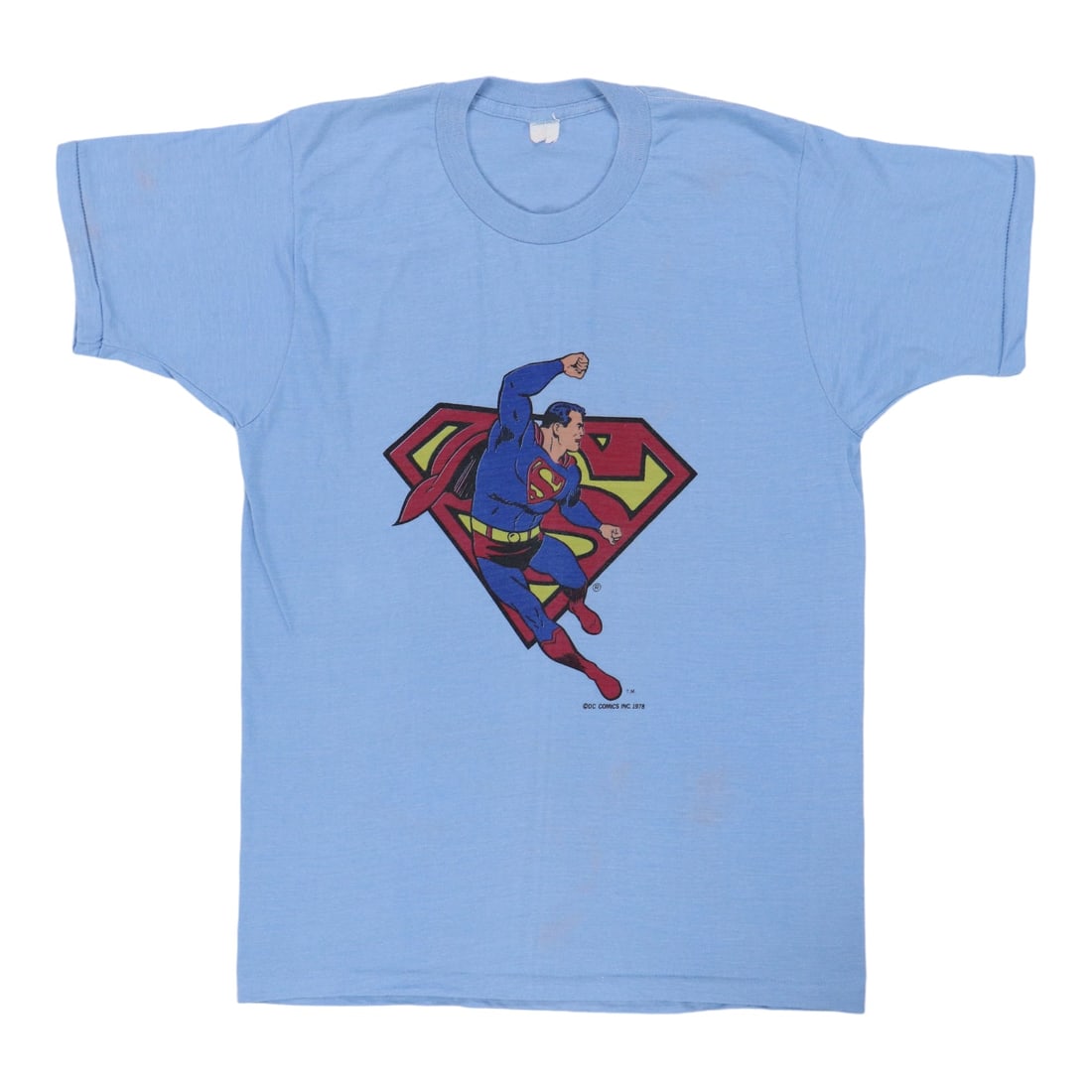 Vintage 1978 Superman DC Comics Shirt Blue 50/50 Poly Cotton (1 of 6)