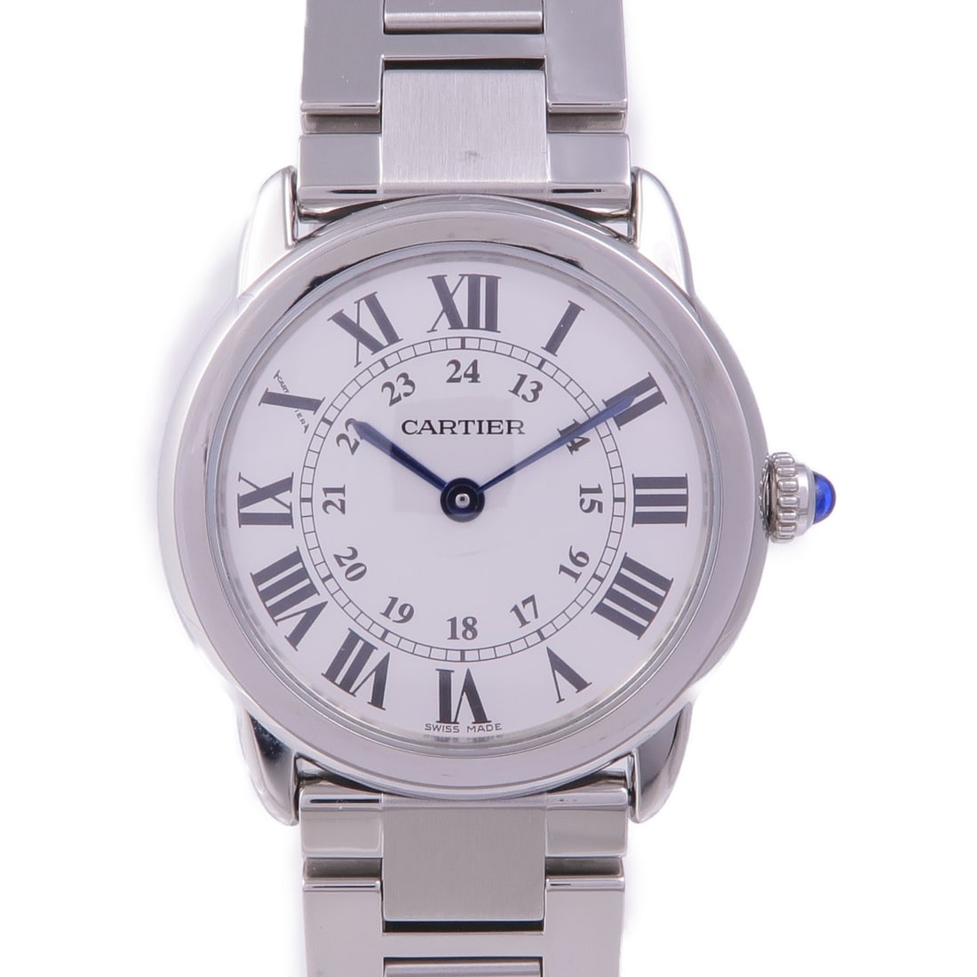 CARTIER Ronde Solo Quartz Watch Stainless Steel White Dial: CARTIER Ronde Solo Quartz Watch Stainless Steel White Dial This elegant CARTIER Ronde Solo Quartz Watch combines sophistication with functionality. Crafted from durable stainless steel, this wristwatc