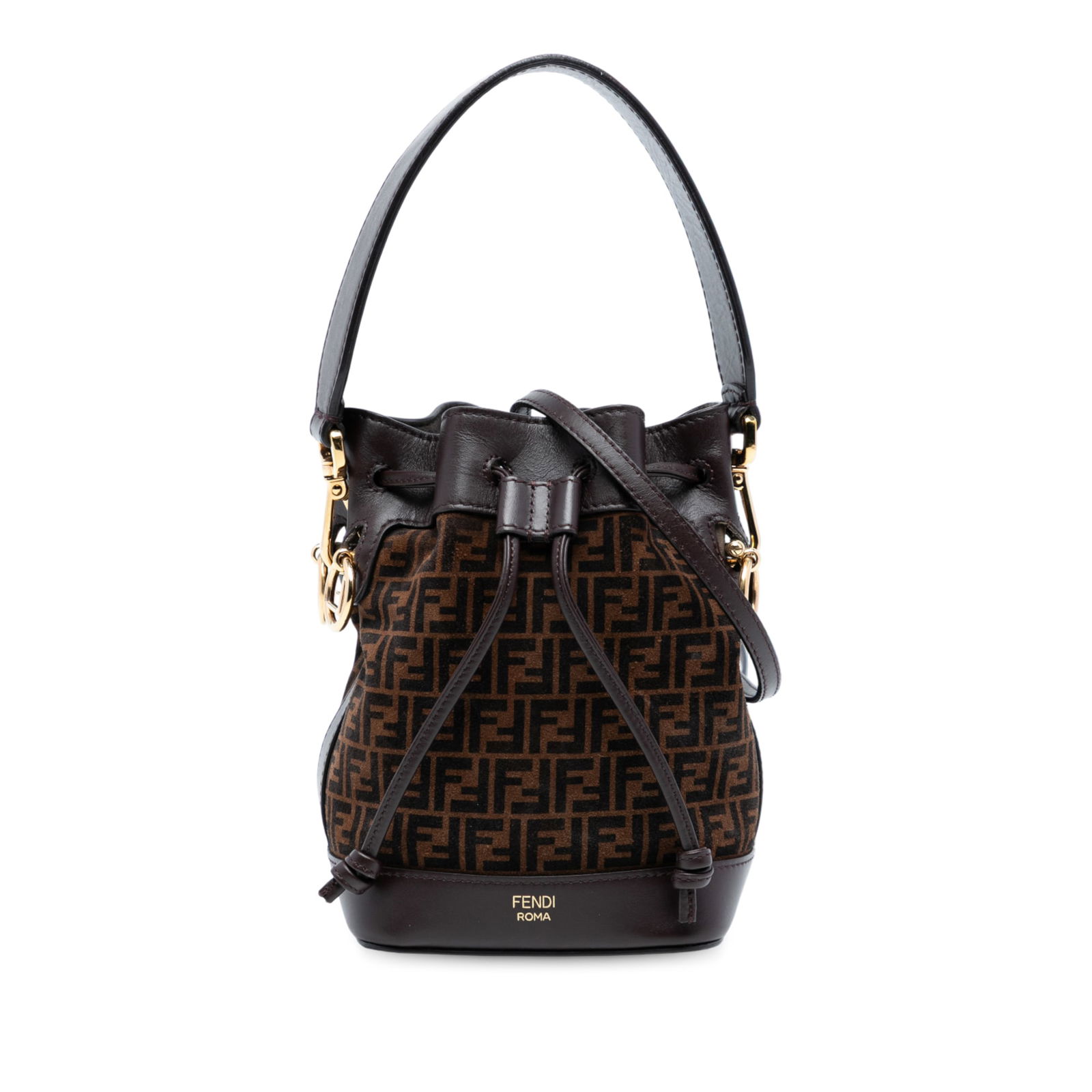 Fendi Mon Tresor Mini Zucca Suede Bucket Bag with Leather Trim (1 of 7)