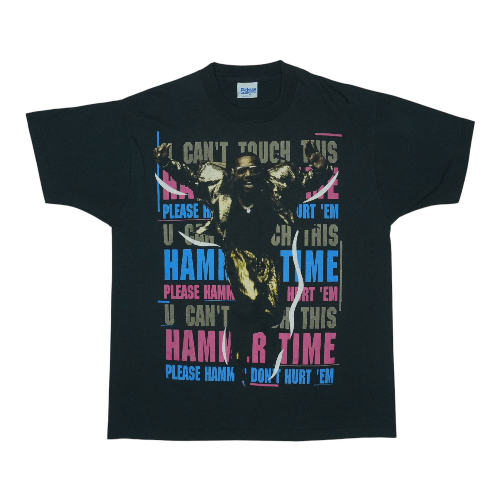 Vintage 1990 MC Hammer You Can't Touch This Black Shirt XL: Vintage 1990 MC Hammer You Can't Touch This Black Shirt XL Step back in time with this original vintage 1990 MC Hammer 'You Can't Touch This' shirt. This authentic piece of pop culture memorabilia fea