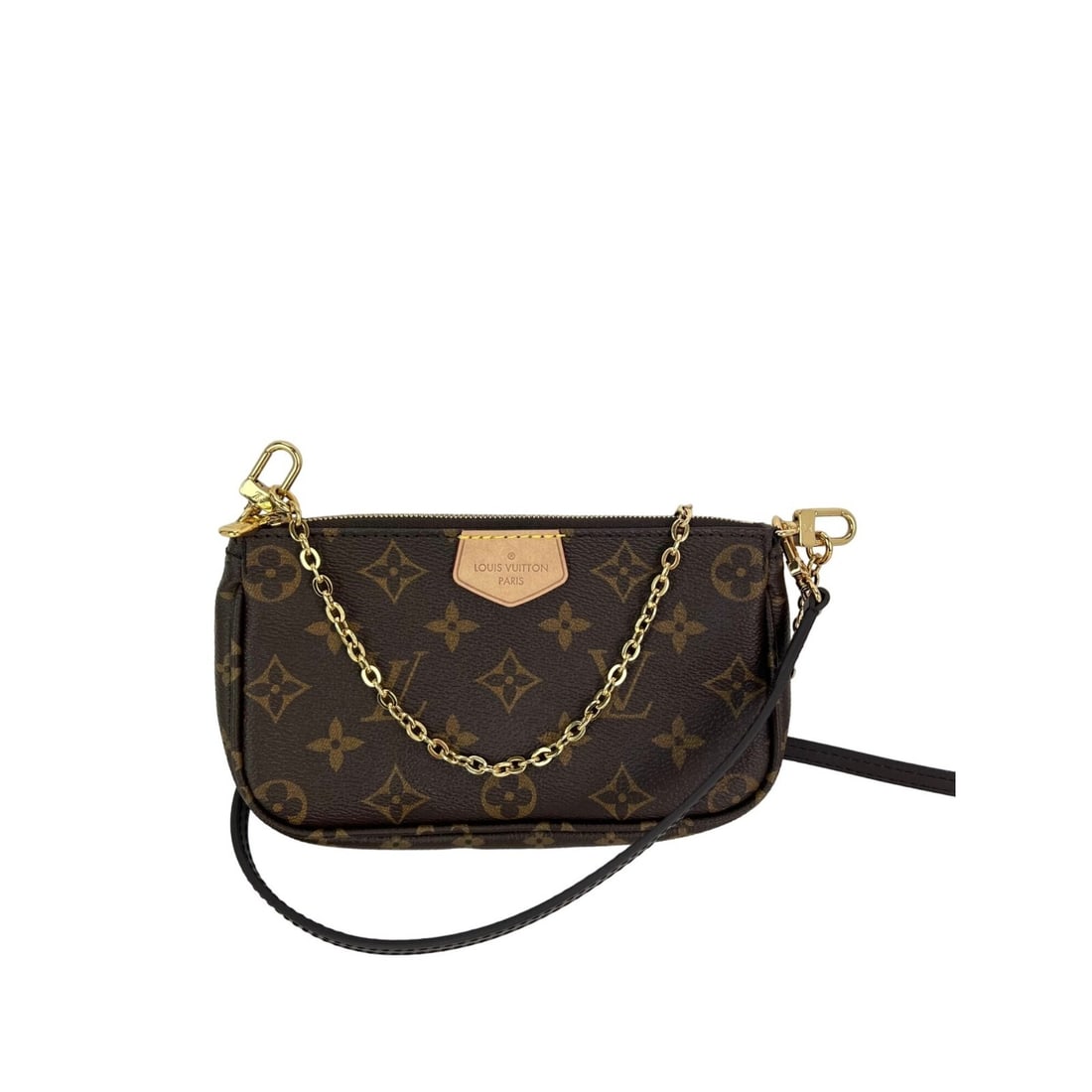 Louis Vuitton Multi Pochette Shoulder Bag Pochette Monogram Brown: Louis Vuitton Multi Pochette Shoulder Bag Pochette Monogram Brown This stylish Louis Vuitton Pochette from the Multi Pochette Shoulder Bag collection is perfect for casual outings or travel. Featuring