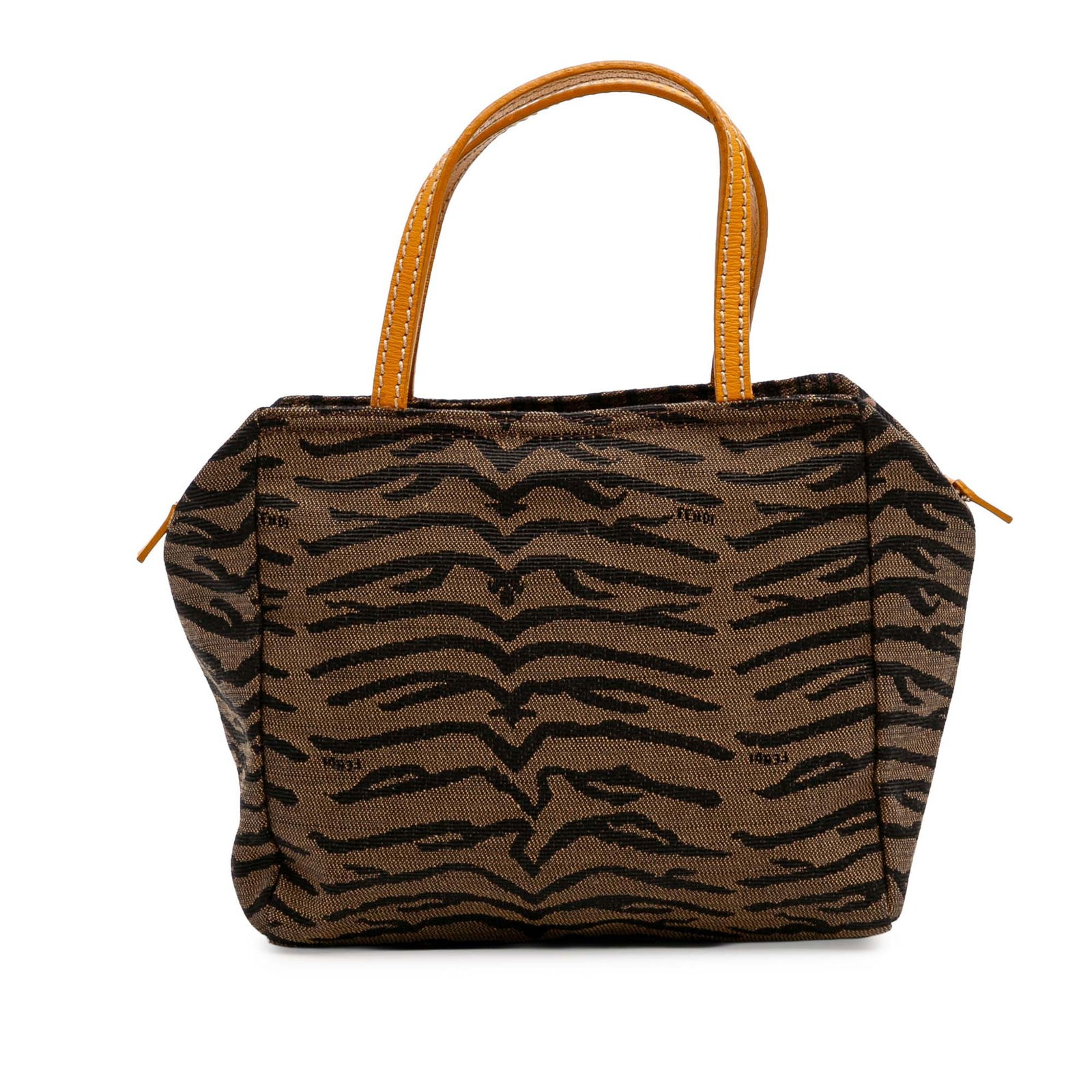 Fendi Zebra Print Canvas Handbag with Leather Trim (1 of 10)
