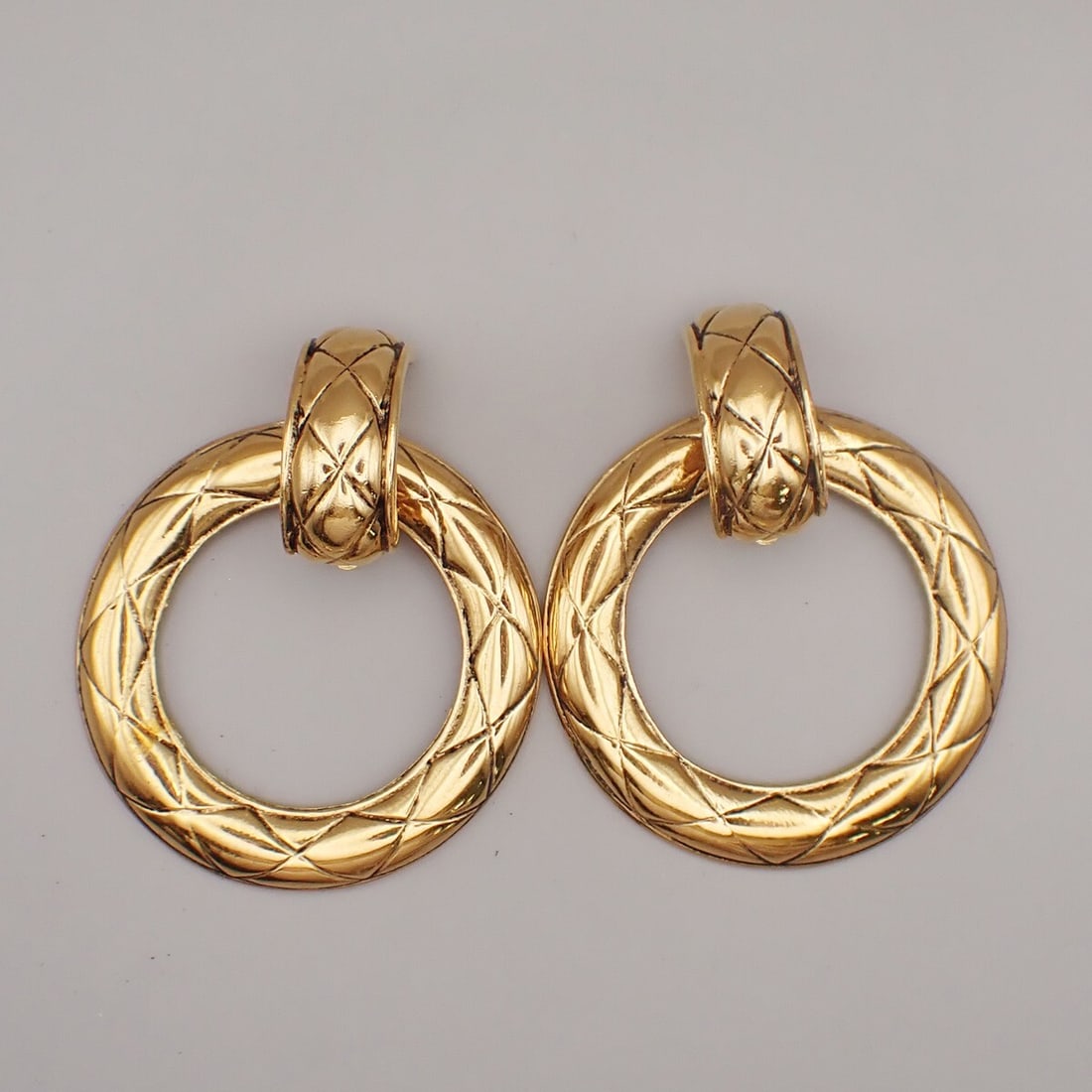 Vintage Chanel Gold CC Logo Clip-On Round Earrings (1 of 2)