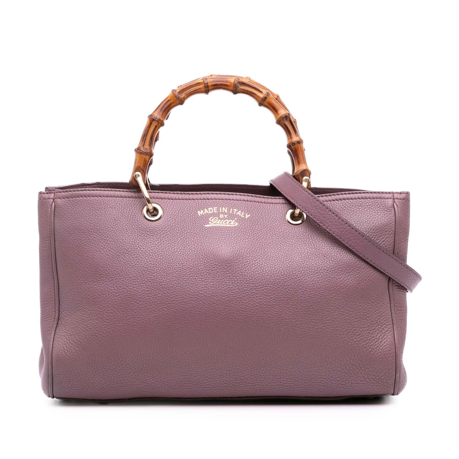 Gucci Medium Purple Calfskin Bamboo Shopper Satchel (1 of 11)