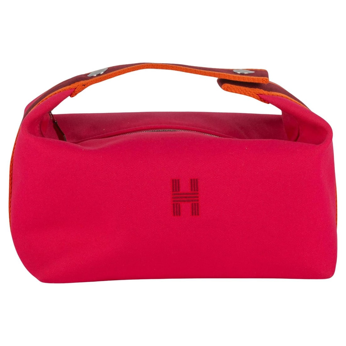 Hermes Trousse Bride a Brac Large Fuchsia Orange Burgundy Canvas: Hermes Trousse Bride a Brac Large Fuchsia Orange Burgundy Canvas Discover the elegance of the Hermes Trousse Bride a Brac Large, a luxurious accessory crafted from high-quality fuchsia orange and burg