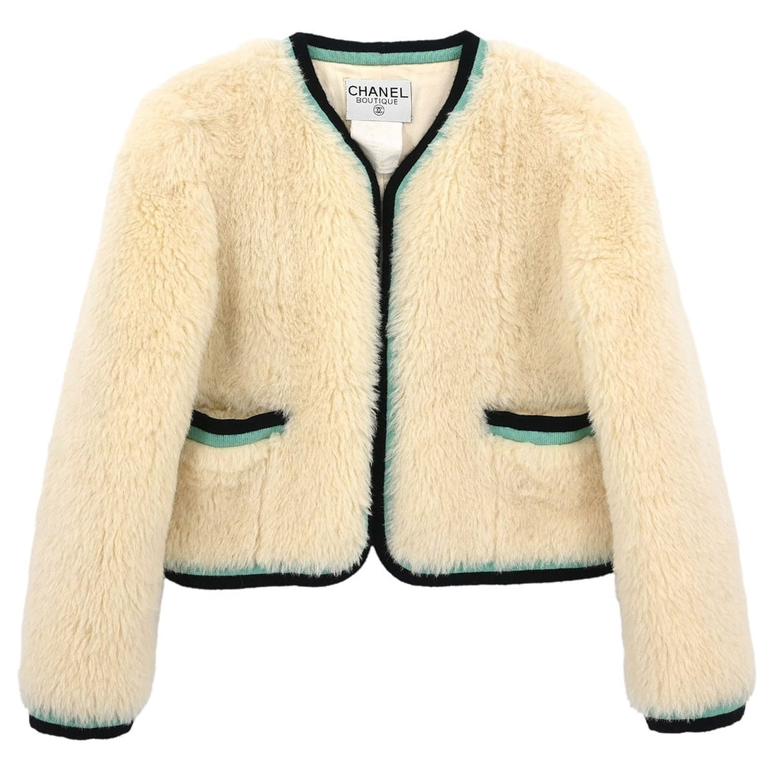 Chanel Vintage White Long Sleeve Faux Fur Jacket (1 of 10)