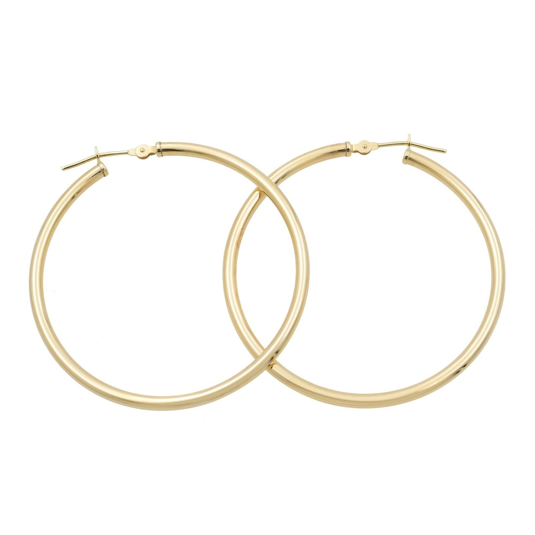 Rachel Koen 14K Yellow Gold Medium Hoop Earrings 1.5 inch Engraved (1 of 3)