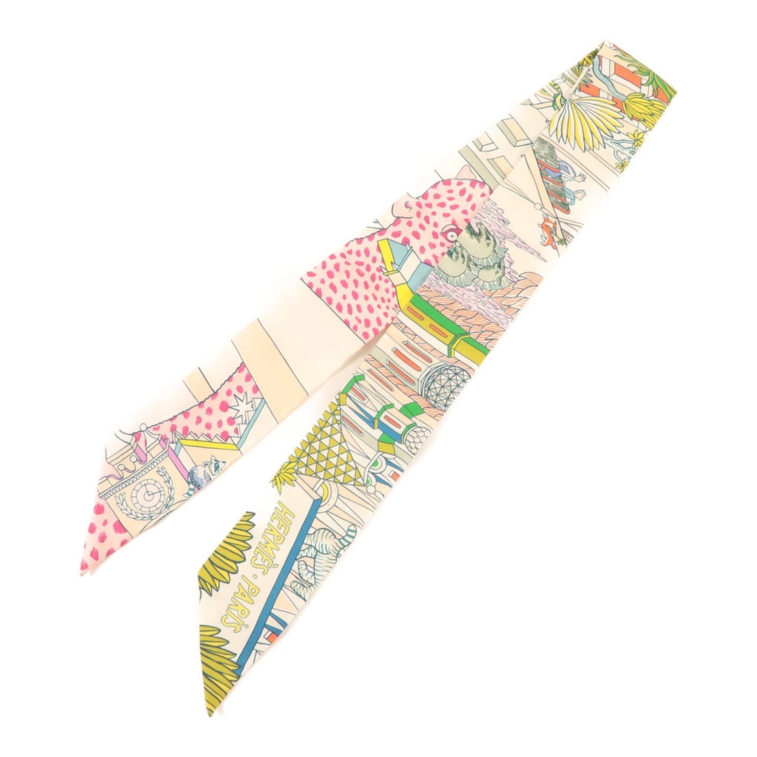 HERMES Multicolor Silk Twilly Scarf Made in France (1 of 8)
