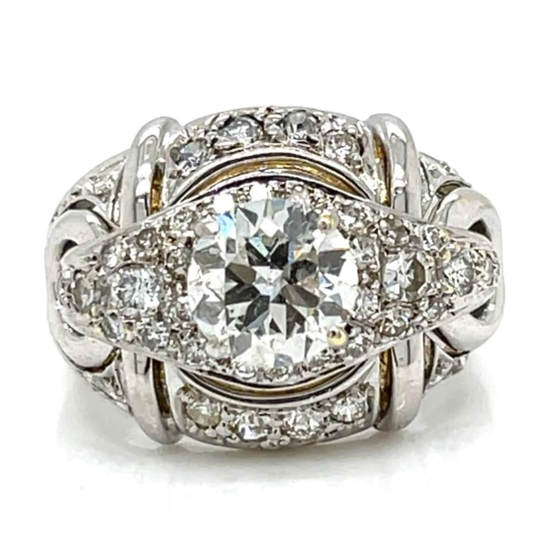 Stunning Art Deco 18K White Gold 3.40 Ct. Diamond Ring (1 of 4)