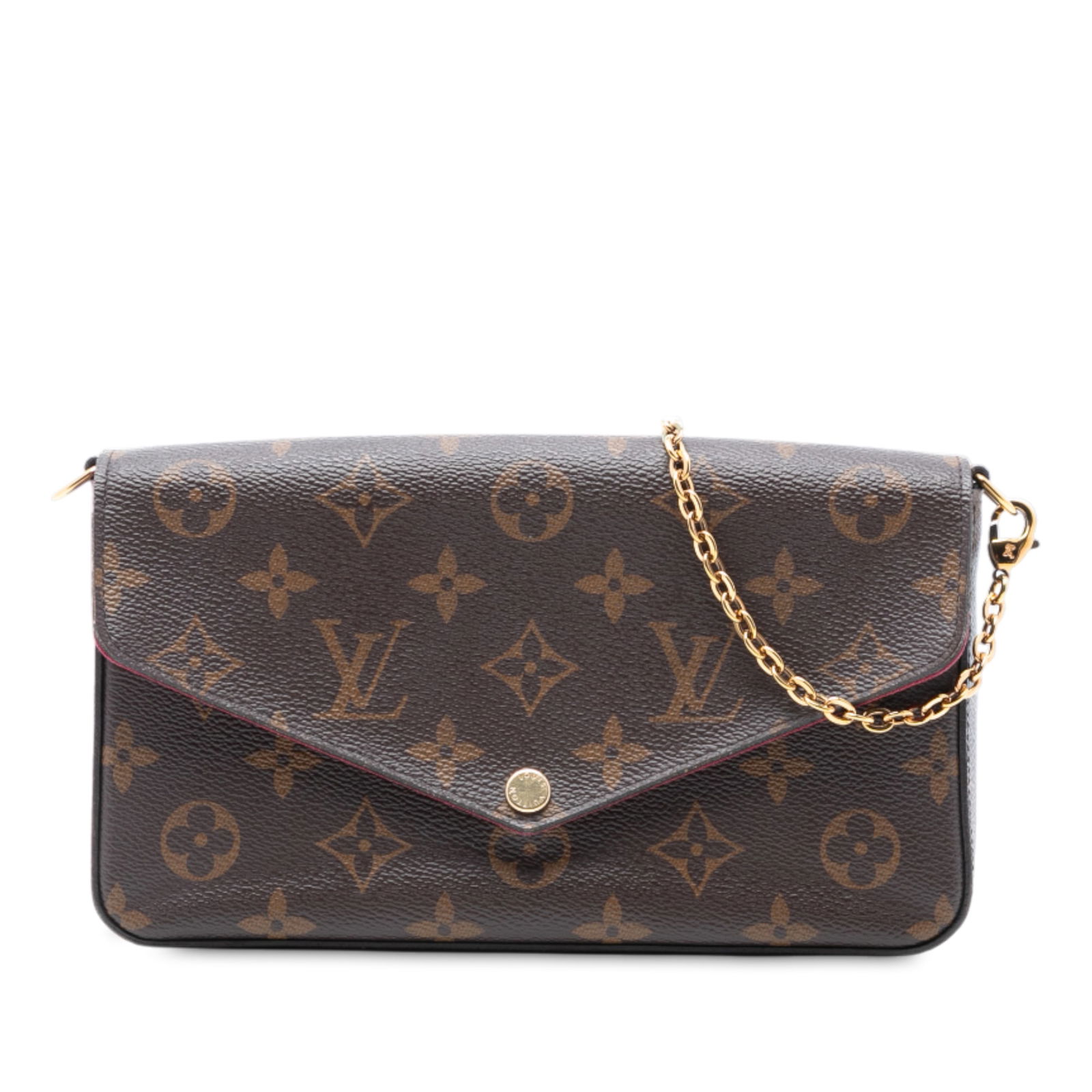 Louis Vuitton Monogram Pochette Felicie Crossbody Bag: Louis Vuitton Monogram Pochette Felicie Crossbody Bag The Louis Vuitton Monogram Pochette Felicie is an elegant crossbody bag crafted from durable monogram canvas. It features a detachable gold-tone c