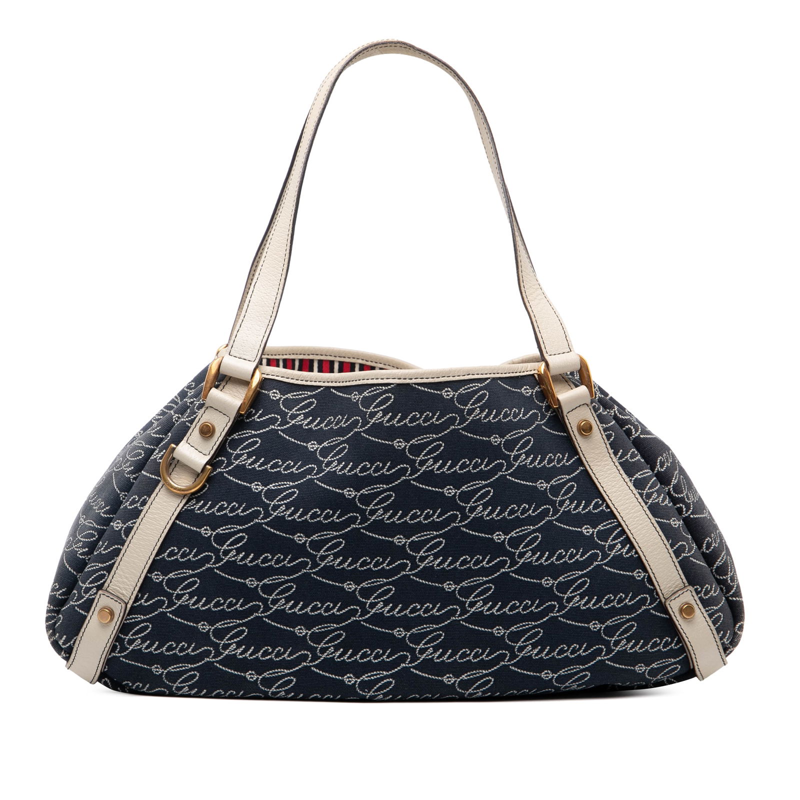 Gucci 85th Anniversary Canvas Logo Tote Blue D Ring Bag: Gucci 85th Anniversary Canvas Logo Tote Blue D Ring Bag This Gucci 85th Anniversary Canvas Logo Abbey D Ring Tote is a stylish and functional shoulder bag crafted from durable canvas with luxurious le