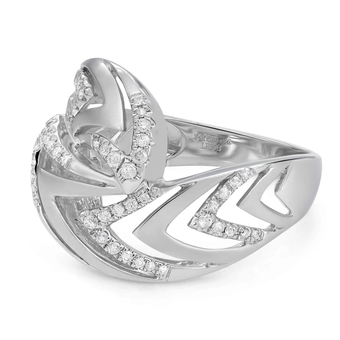 Rachel Koen 14K White Gold 0.31CT Diamond Cocktail Ring Size 7.5 (1 of 5)